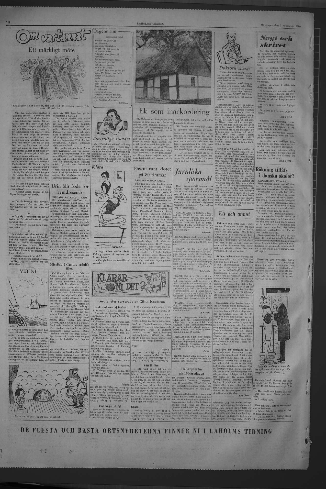 Laholms Tidning Måndag 7 november 1960, sida 6