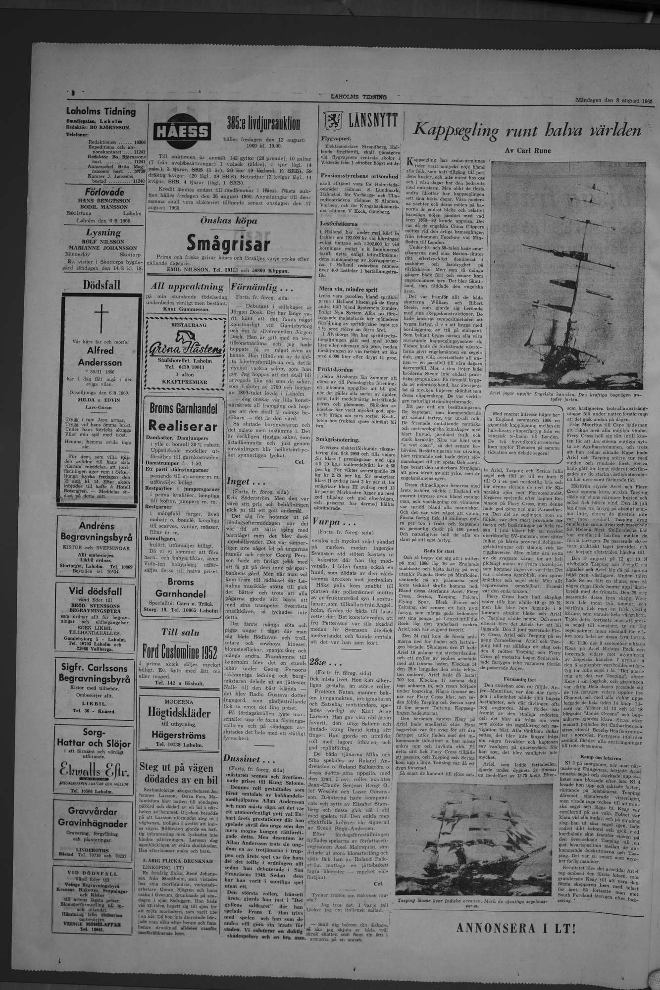 Laholms Tidning Måndag 8 augusti 1960, sida 2