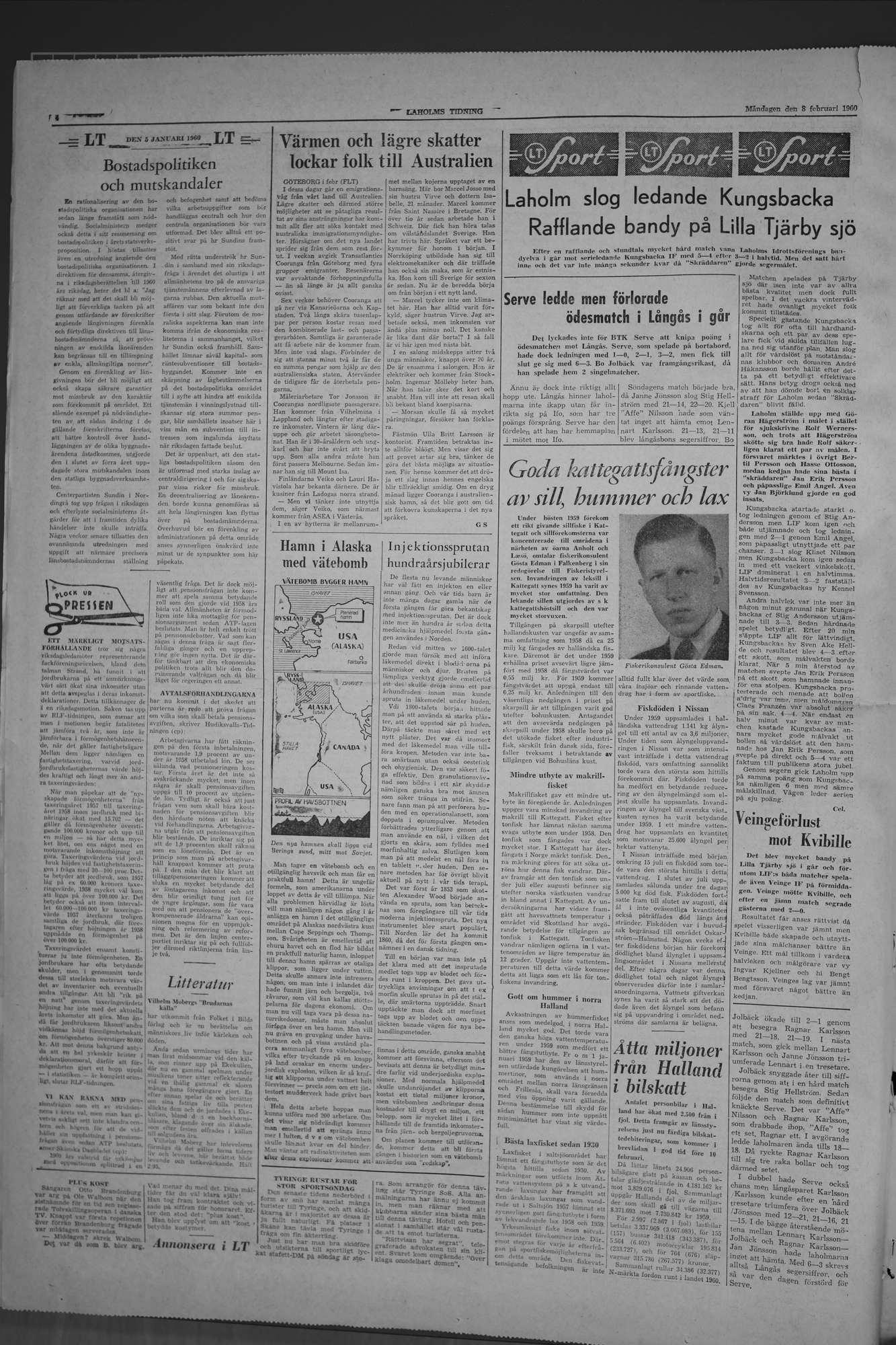 Laholms Tidning Måndag 8 februari 1960, sida 4