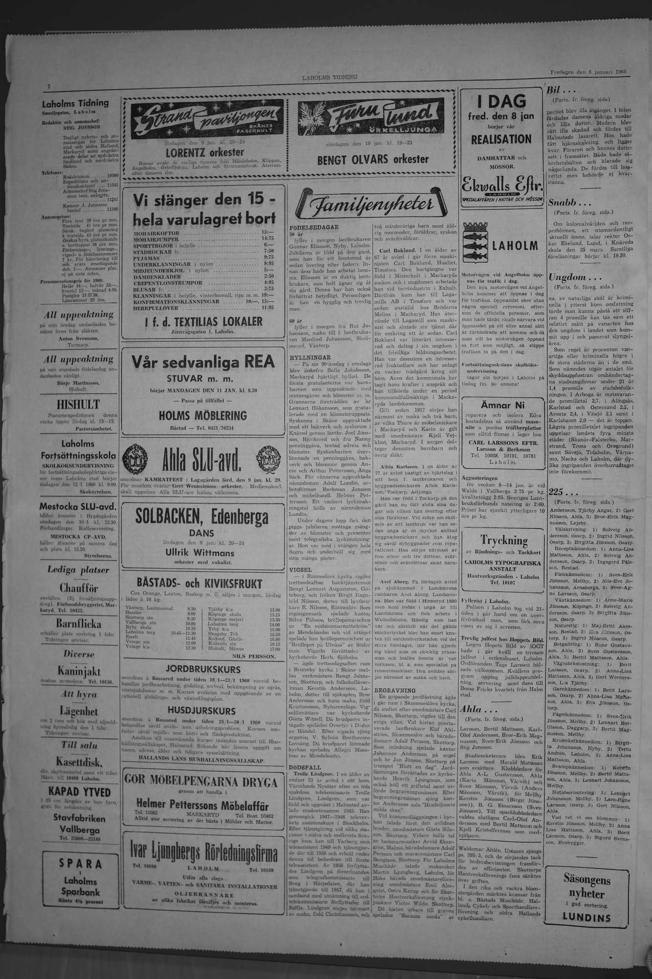 Laholms Tidning Fredag 8 januari 1960, sida 2