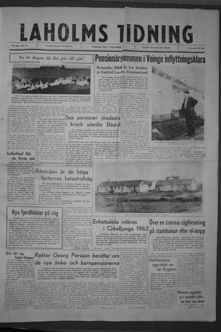 Förstasidan, Tisdag 8 november 1960