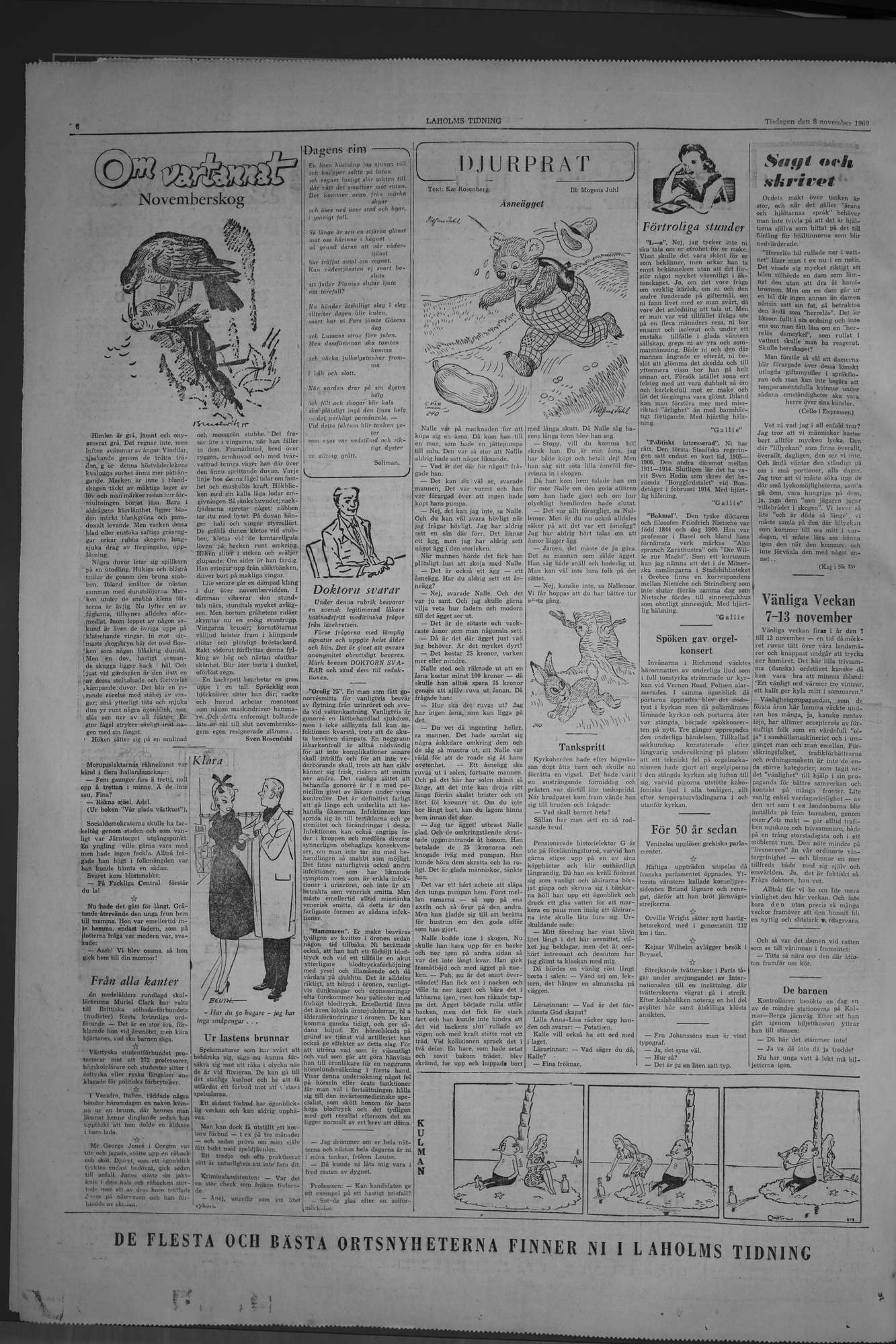 Laholms Tidning Tisdag 8 november 1960, sida 6