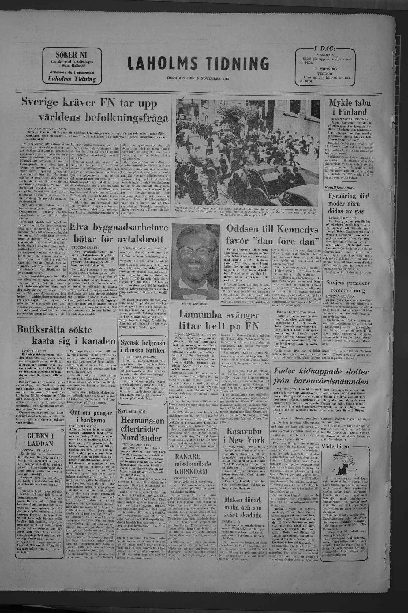 Laholms Tidning Tisdag 8 november 1960, sida 8