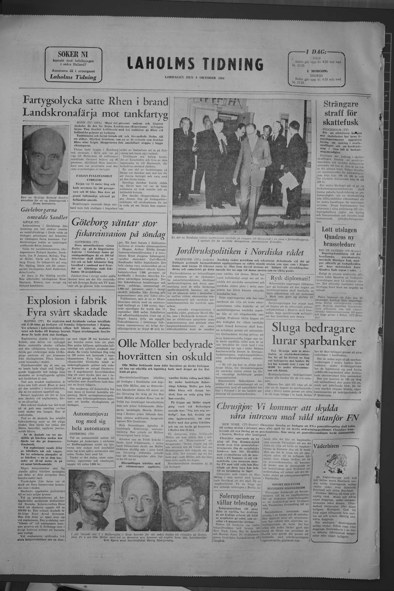Laholms Tidning Lördag 8 oktober 1960, sida 8