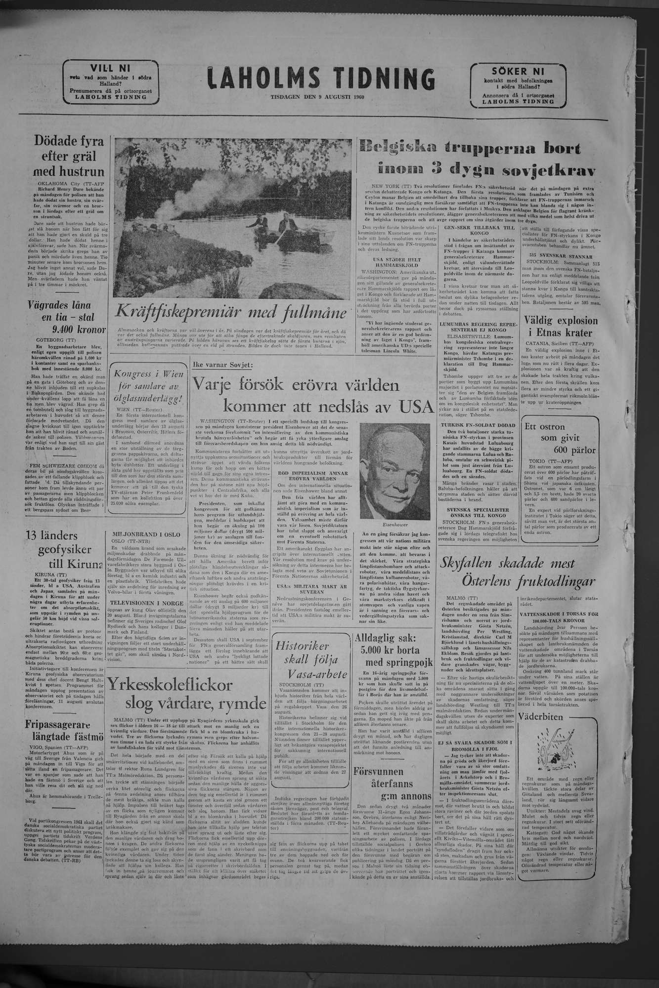Laholms Tidning Tisdag 9 augusti 1960, sida 8