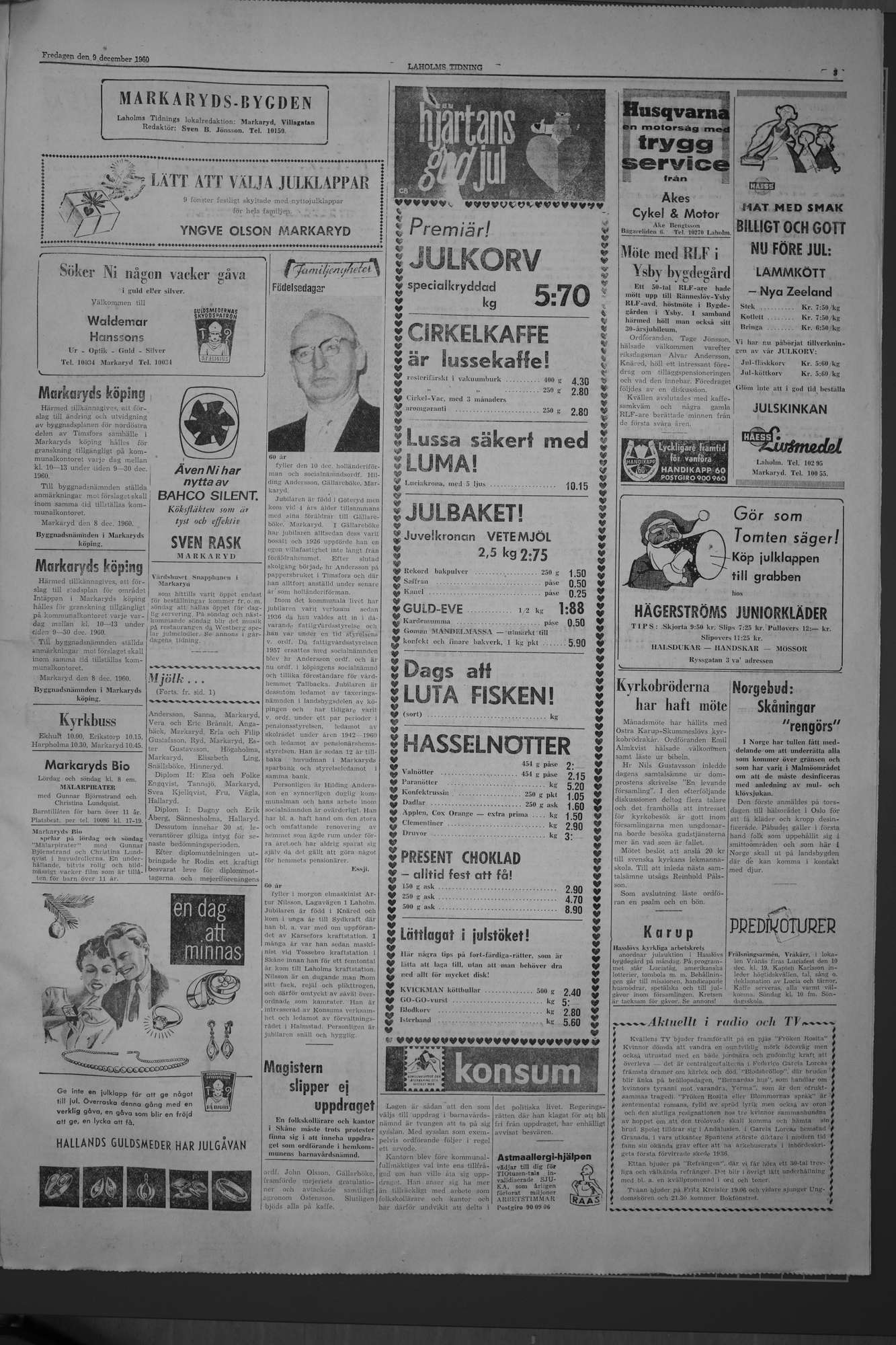 Laholms Tidning Fredag 9 december 1960, sida 3