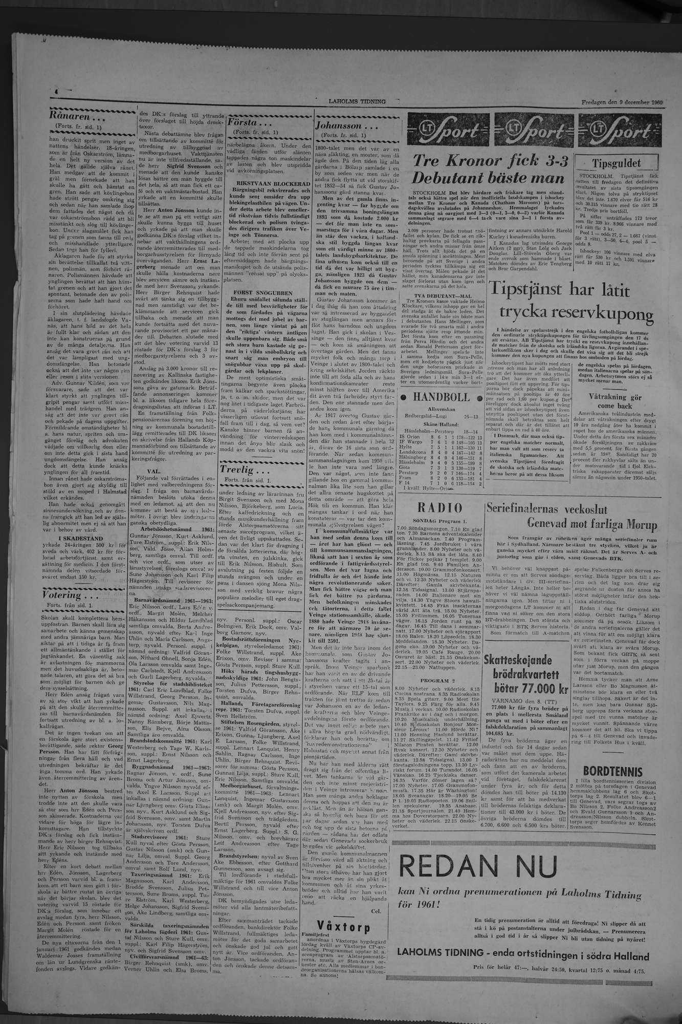Laholms Tidning Fredag 9 december 1960, sida 4