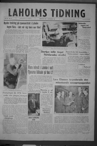 Förstasidan, Fredag 9 september 1960