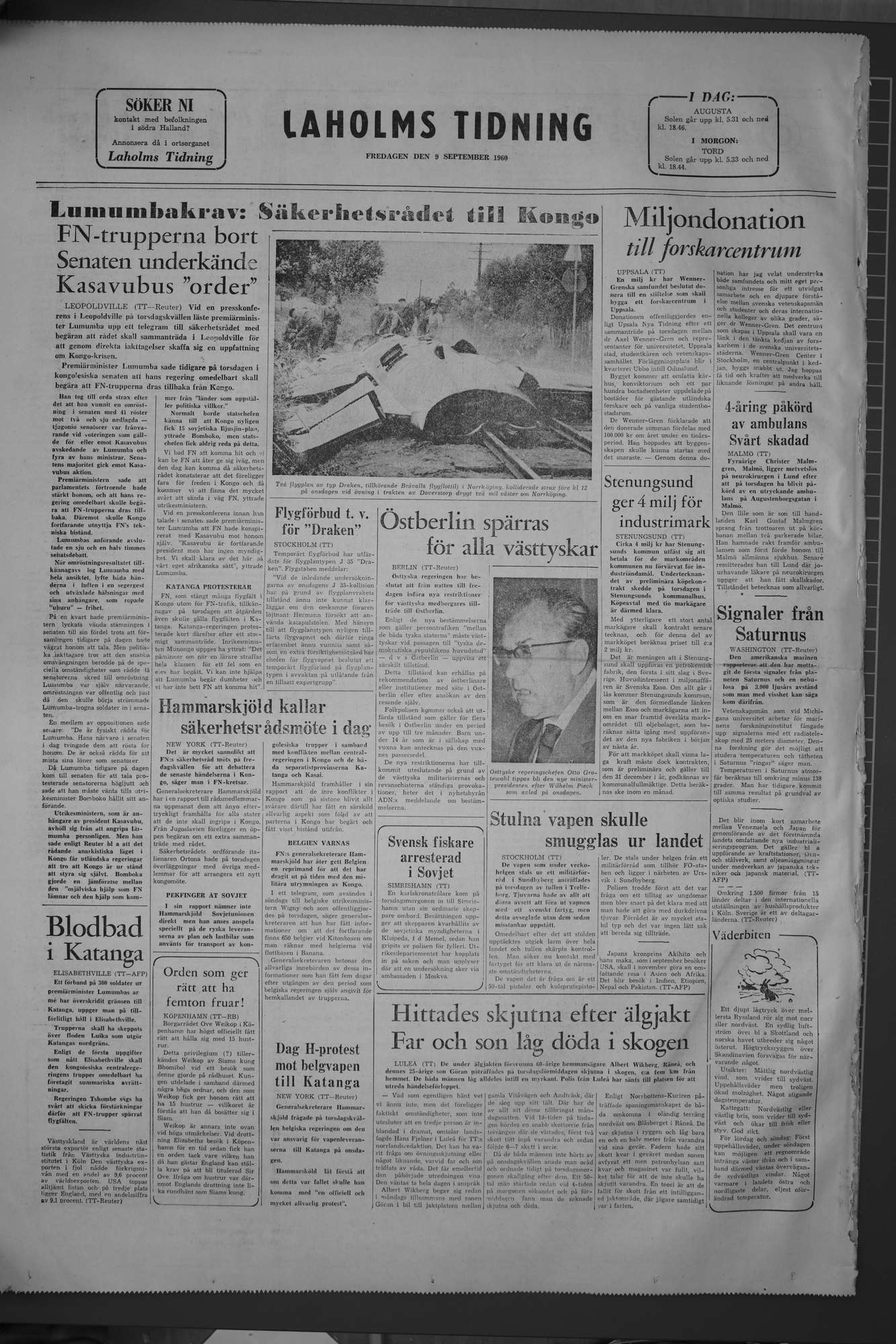 Laholms Tidning Fredag 9 september 1960, sida 8