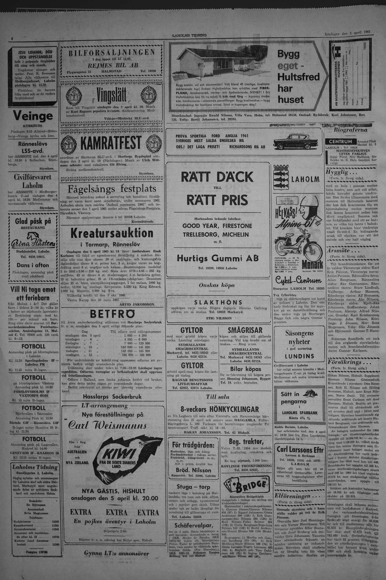 Laholms Tidning Lördag 1 april 1961, sida 2