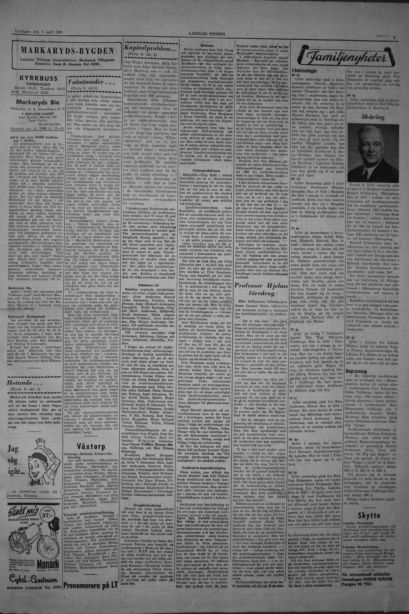 Laholms Tidning Lördag 1 april 1961, sida 3