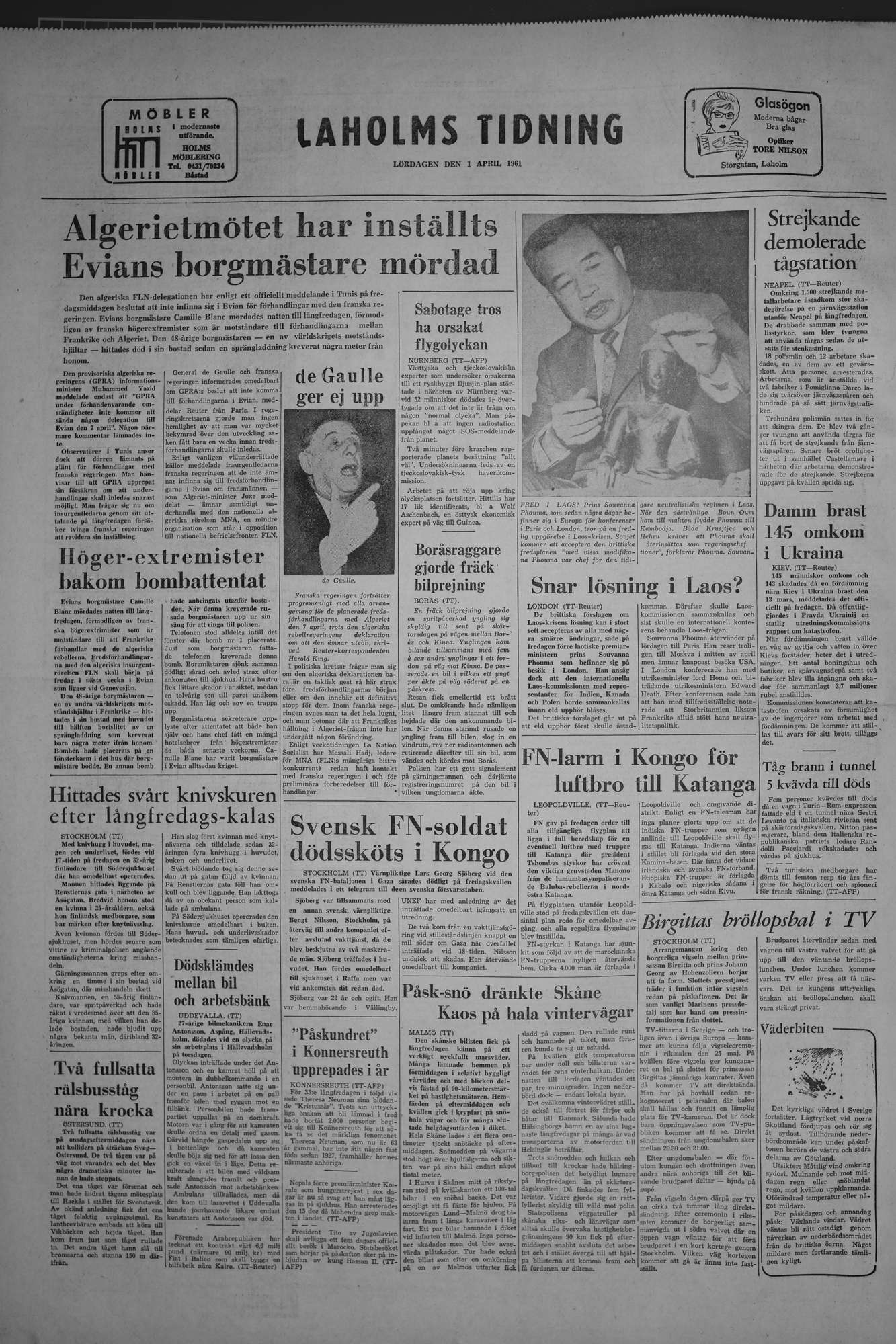 Laholms Tidning Lördag 1 april 1961, sida 8
