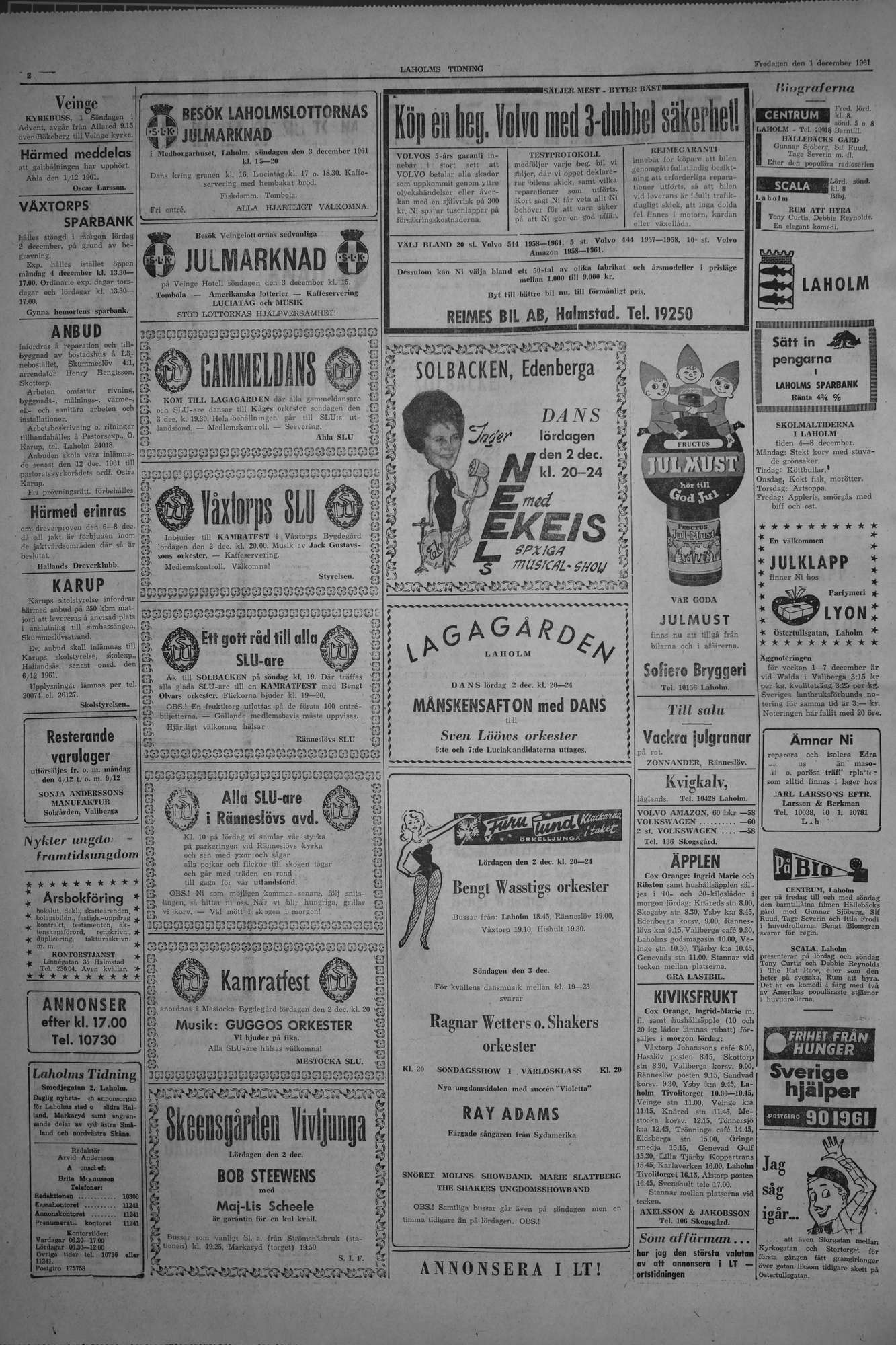 Laholms Tidning Fredag 1 december 1961, sida 2