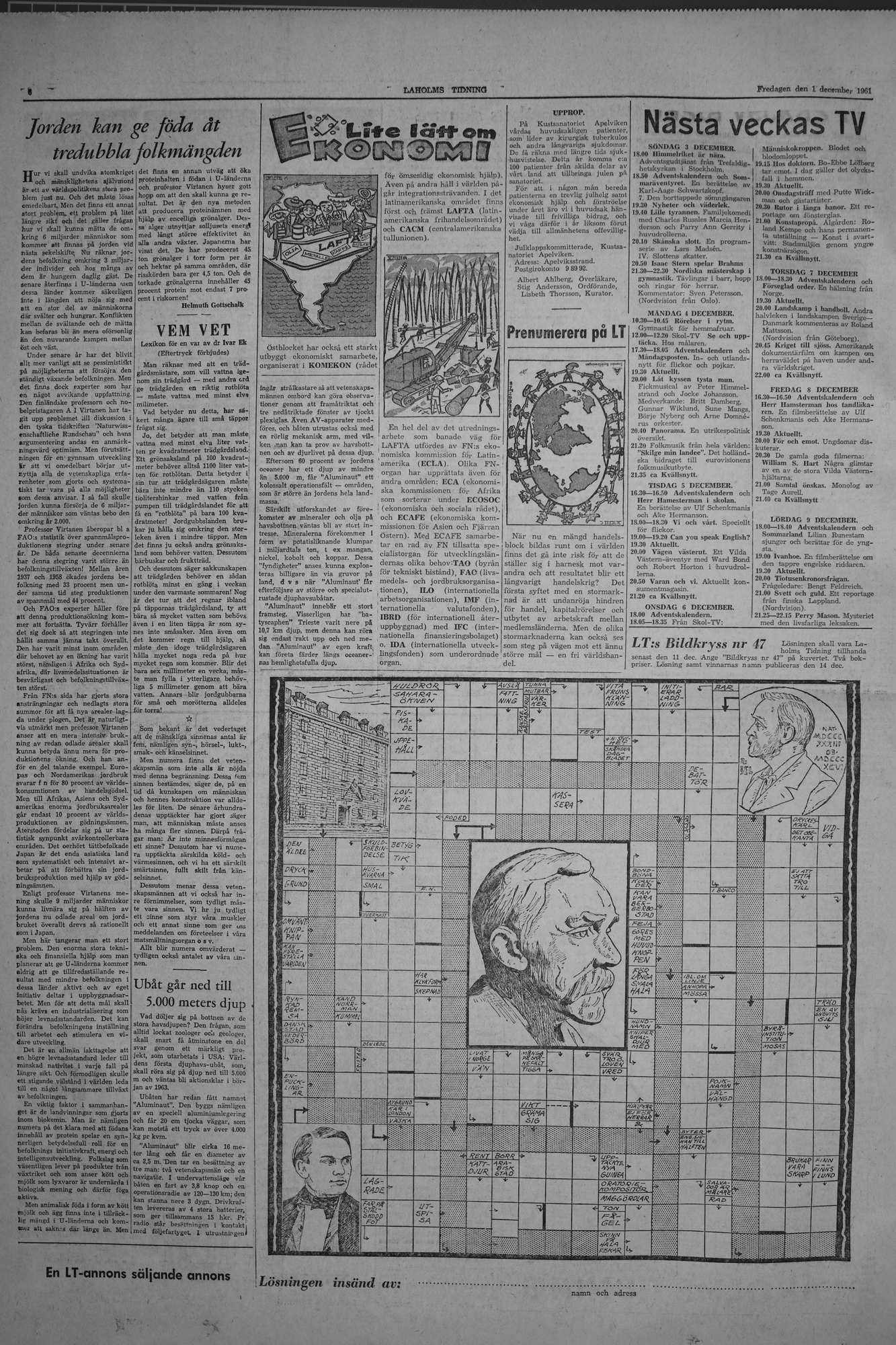 Laholms Tidning Fredag 1 december 1961, sida 6