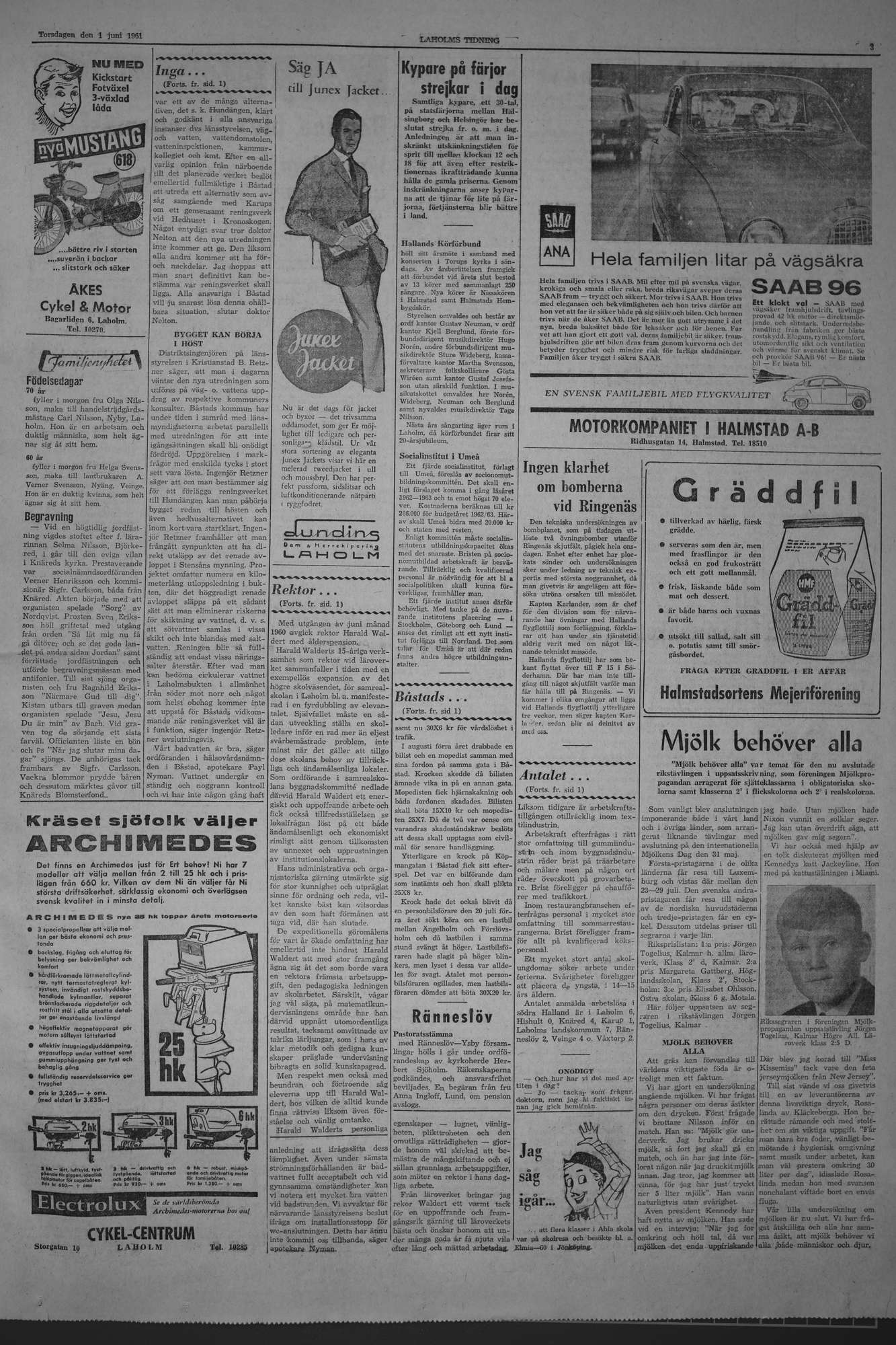 Laholms Tidning Torsdag 1 juni 1961, sida 3