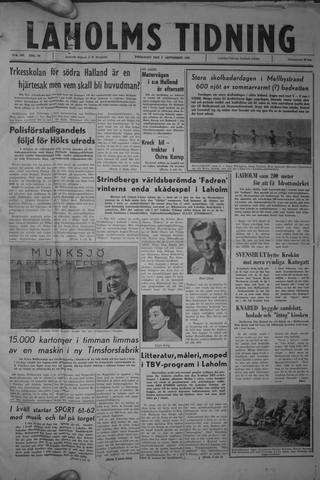Förstasidan, Fredag 1 september 1961