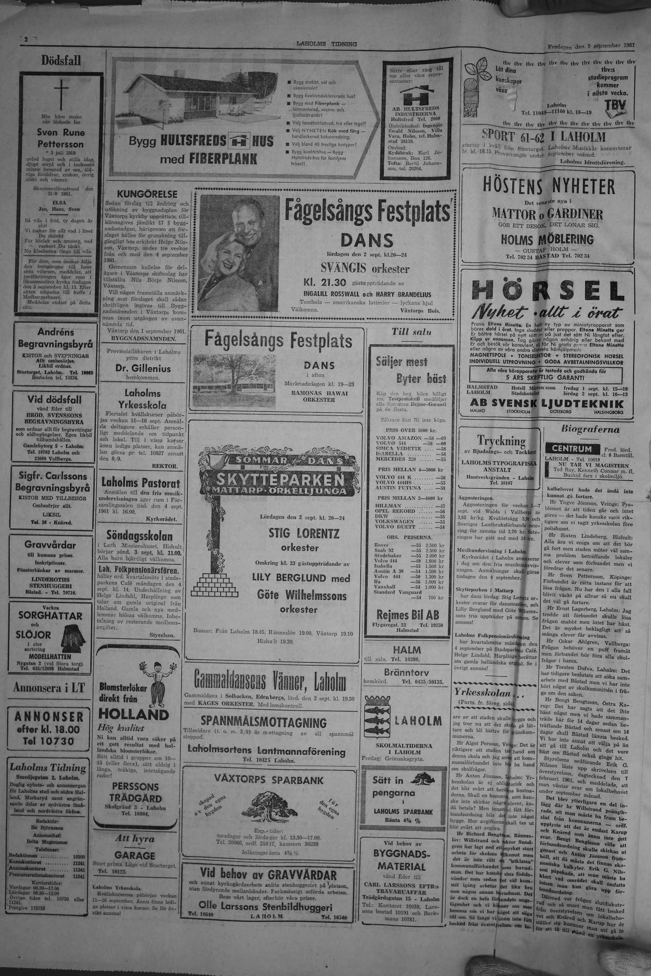Laholms Tidning Fredag 1 september 1961, sida 2