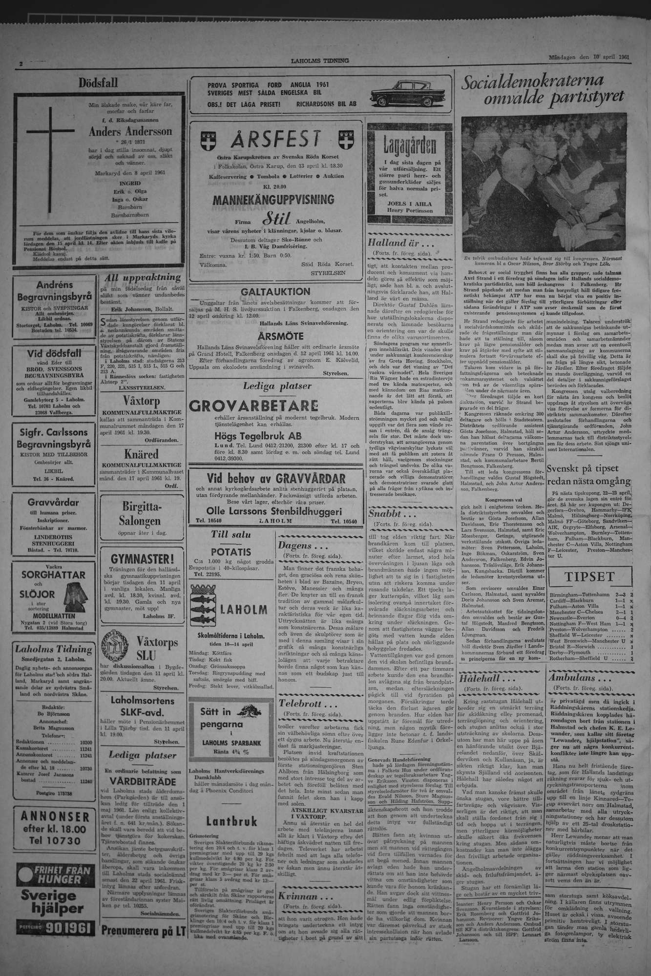 Laholms Tidning Måndag 10 april 1961, sida 2