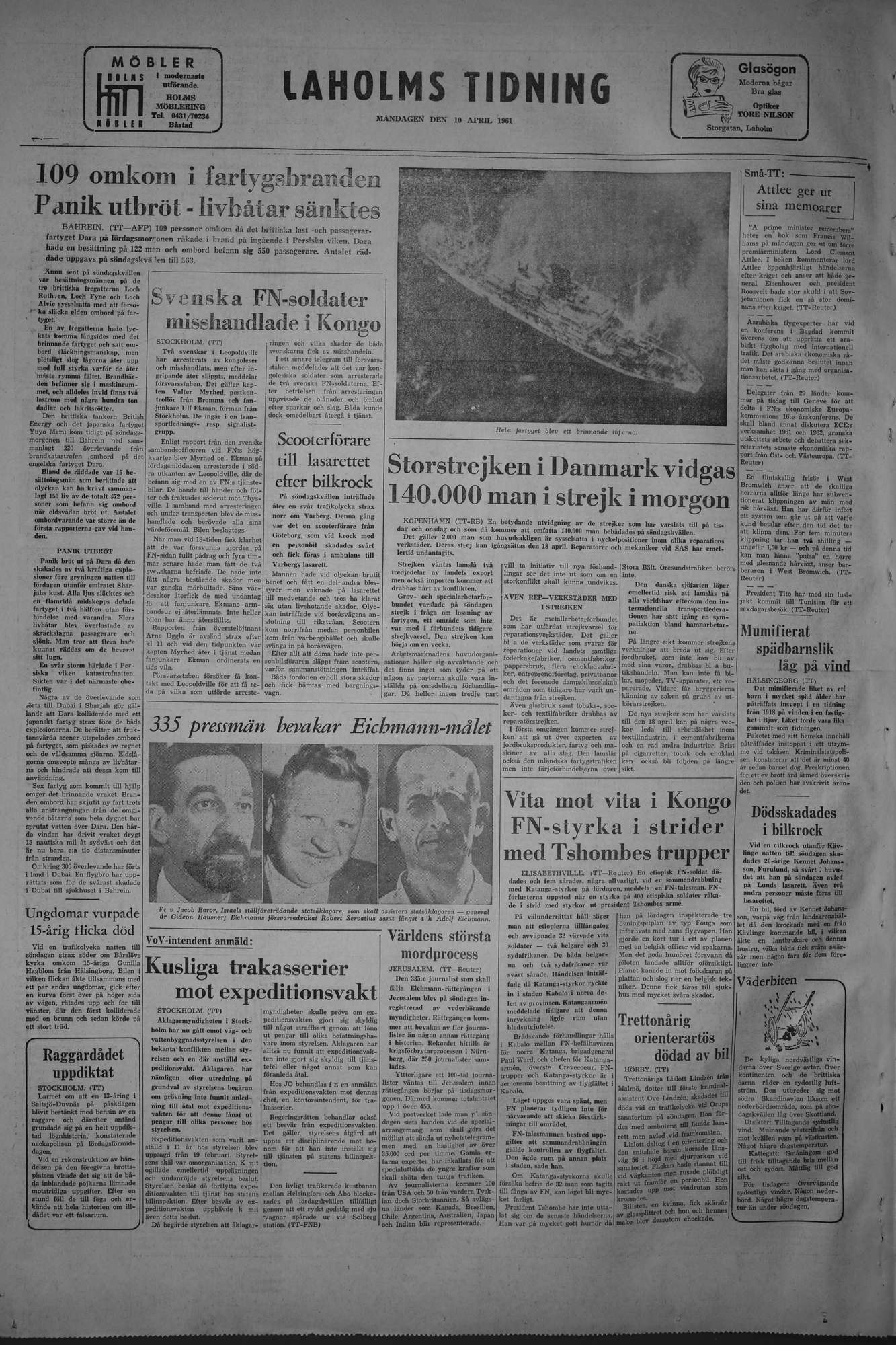Laholms Tidning Måndag 10 april 1961, sida 8