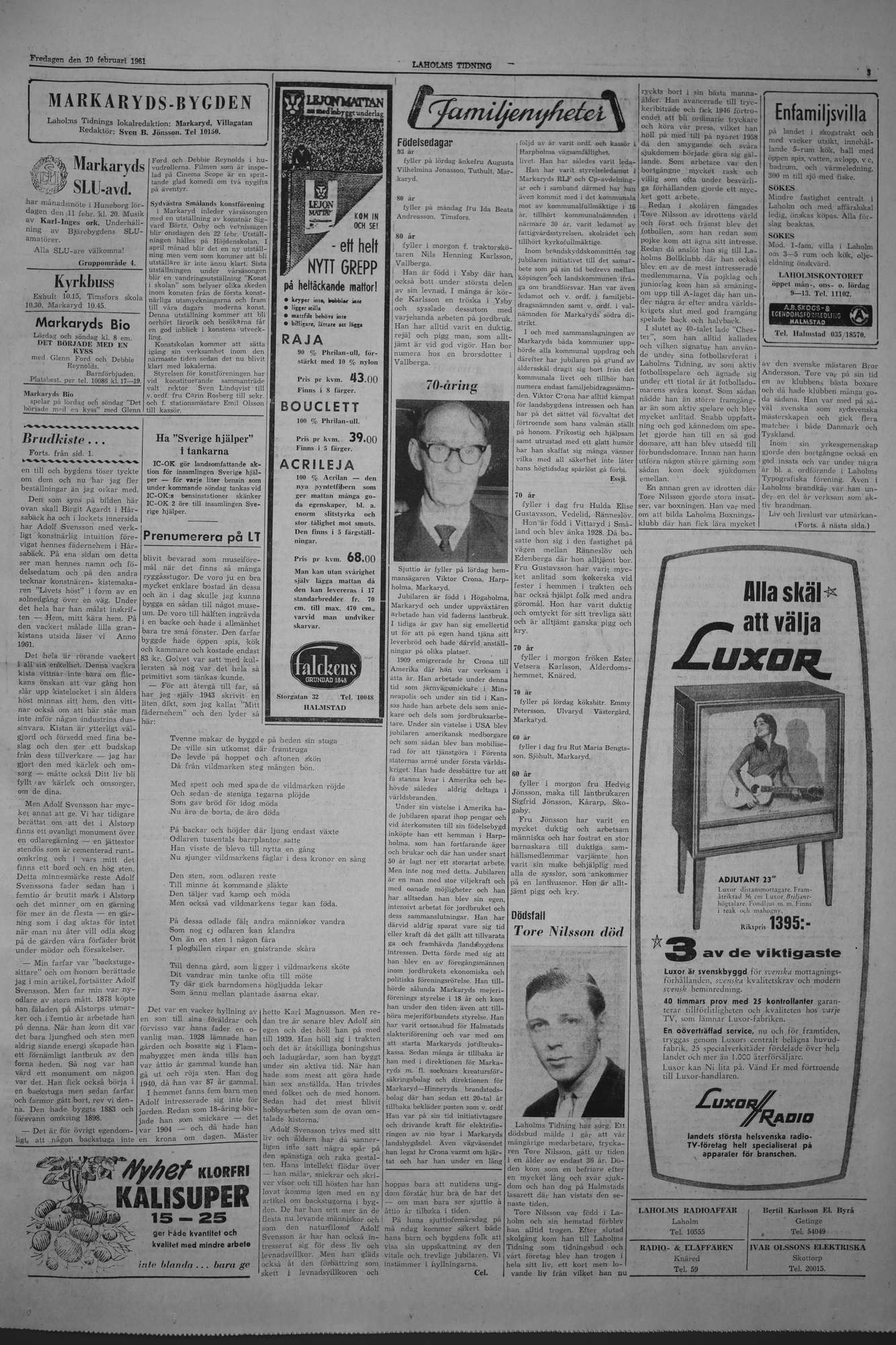 Laholms Tidning Fredag 10 februari 1961, sida 3