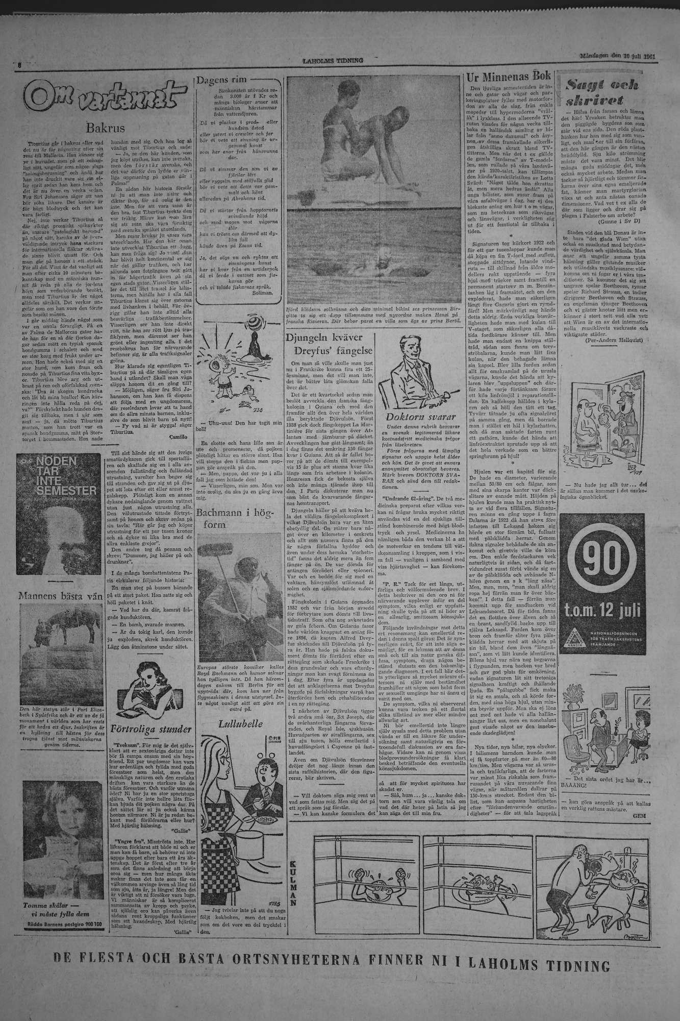 Laholms Tidning Måndag 10 juli 1961, sida 6