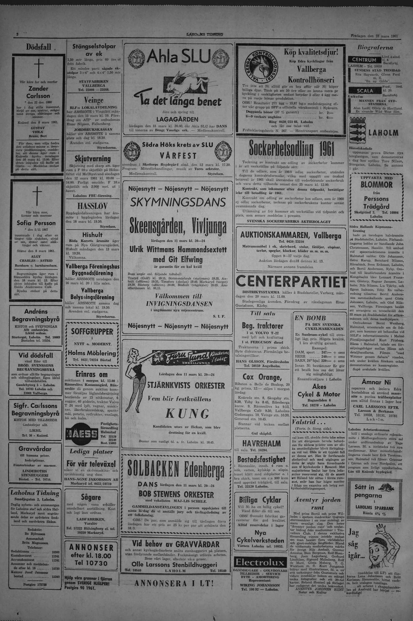 Laholms Tidning Fredag 10 mars 1961, sida 2