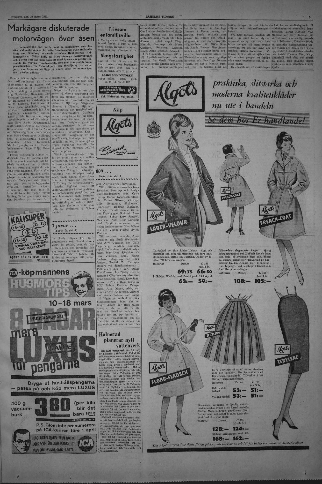 Laholms Tidning Fredag 10 mars 1961, sida 3