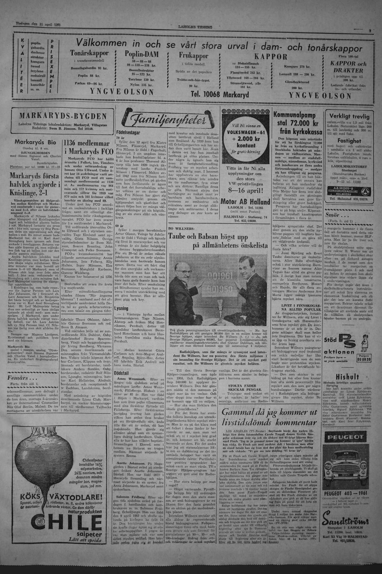 Laholms Tidning Tisdag 11 april 1961, sida 3