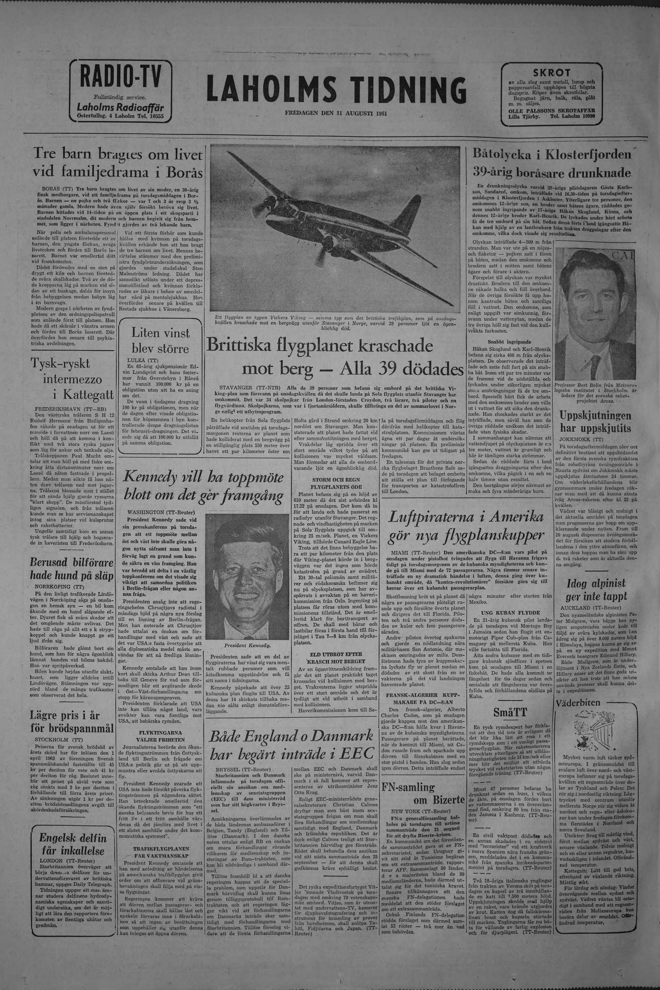 Laholms Tidning Fredag 11 augusti 1961, sida 8
