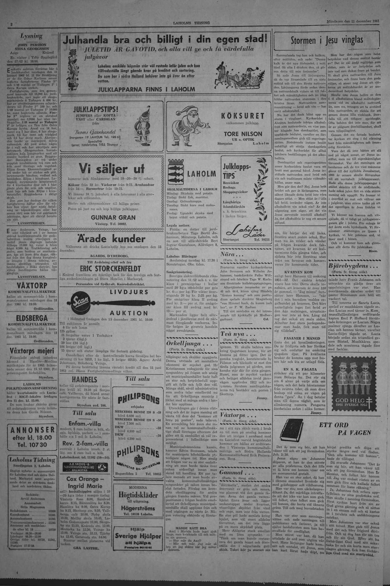 Laholms Tidning Måndag 11 december 1961, sida 2