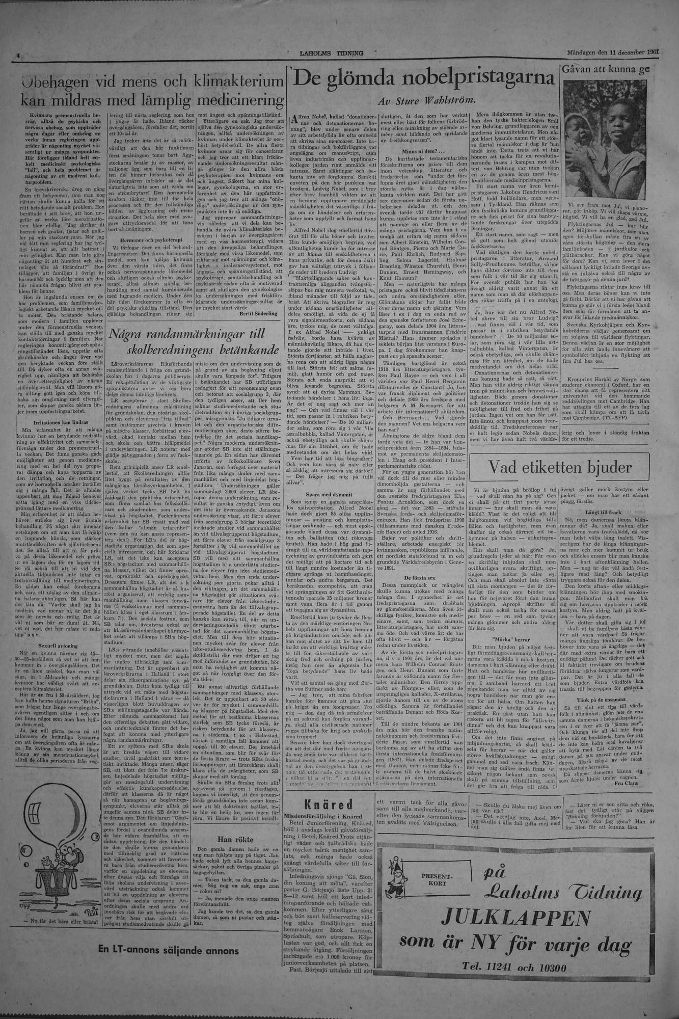 Laholms Tidning Måndag 11 december 1961, sida 4