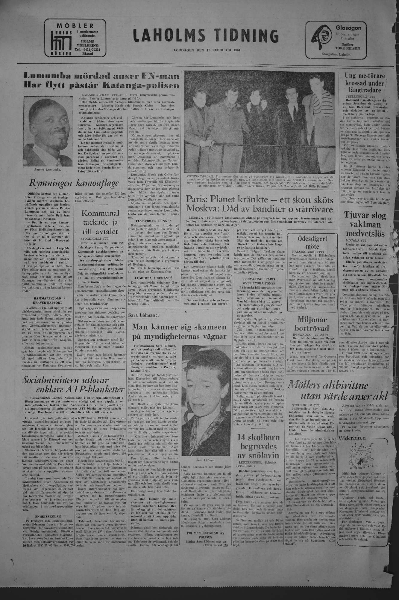 Laholms Tidning Lördag 11 februari 1961, sida 8