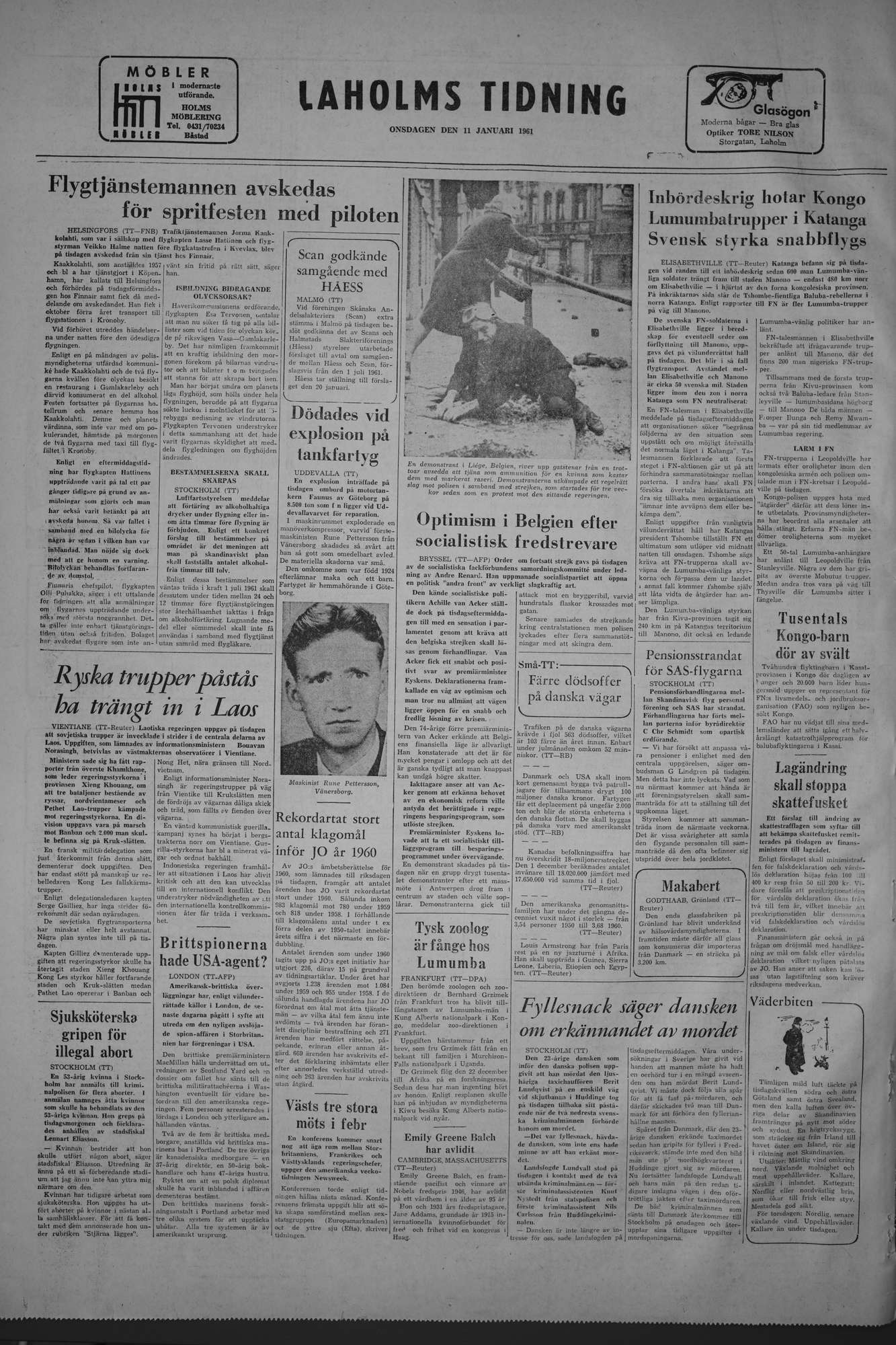 Laholms Tidning Onsdag 11 januari 1961, sida 8
