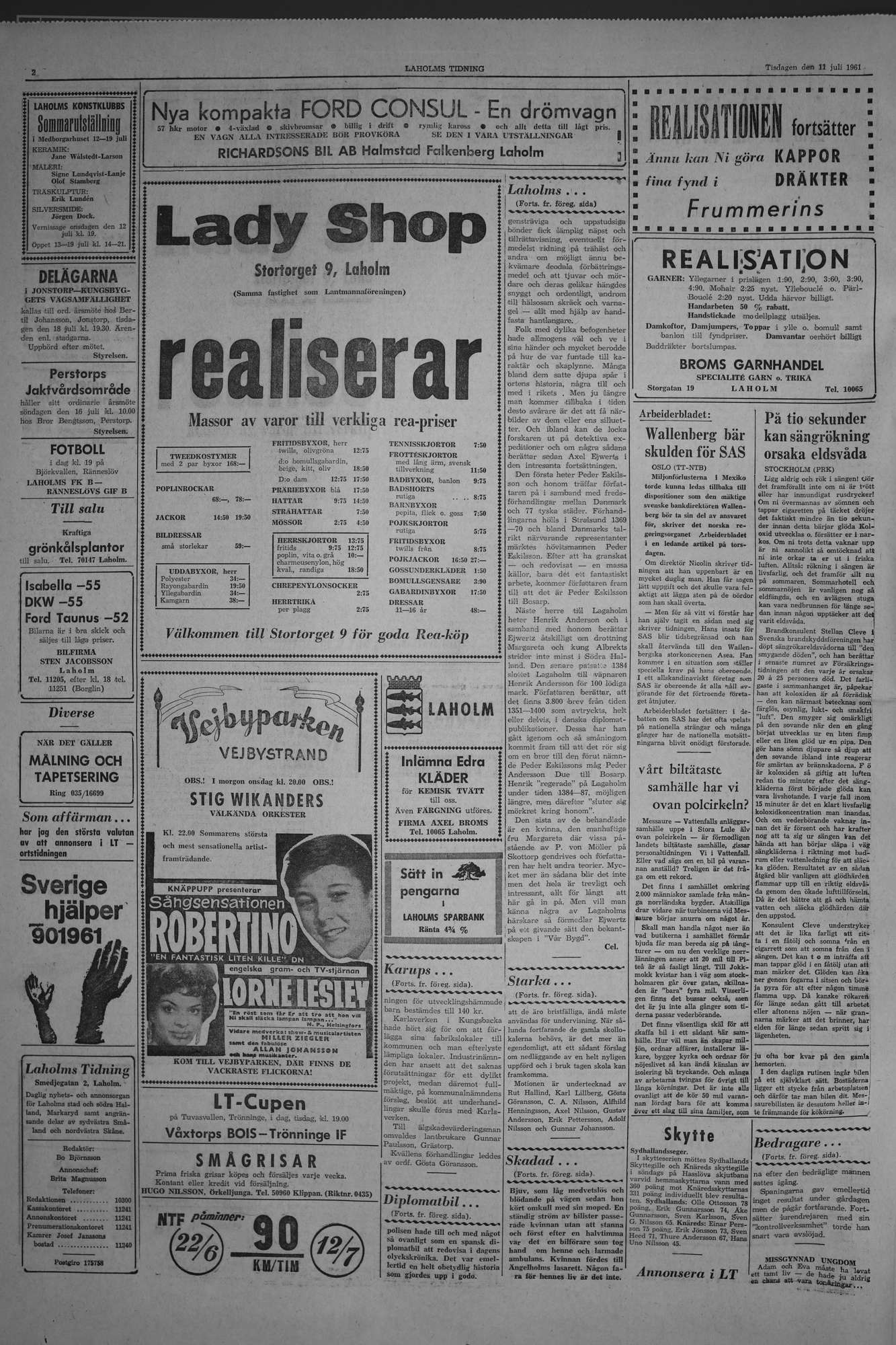 Laholms Tidning Tisdag 11 juli 1961, sida 2