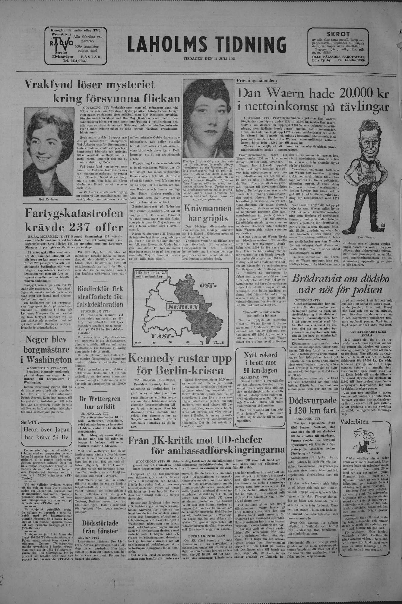 Laholms Tidning Tisdag 11 juli 1961, sida 8