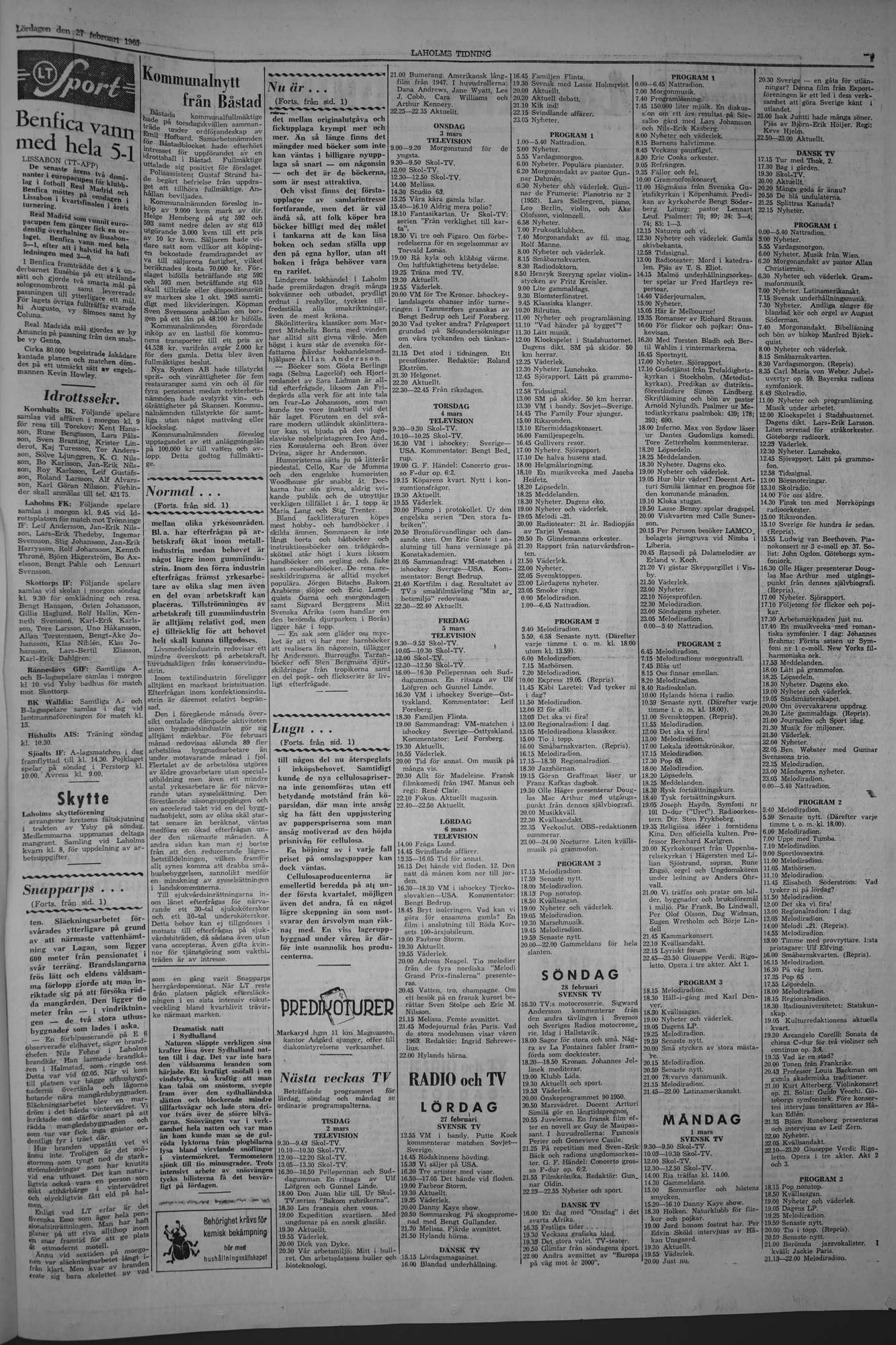 Laholms Tidning Lördag 27 februari 1965, sida 7