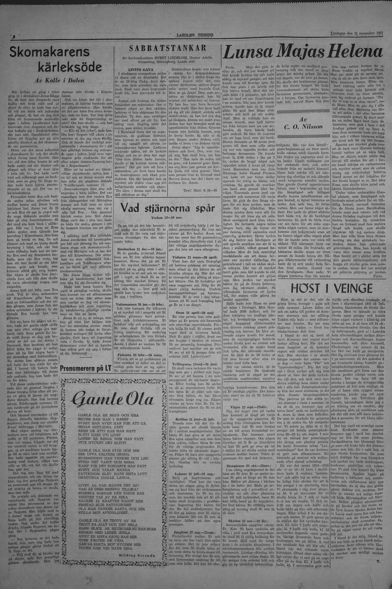 Laholms Tidning Lördag 11 november 1961, sida 6