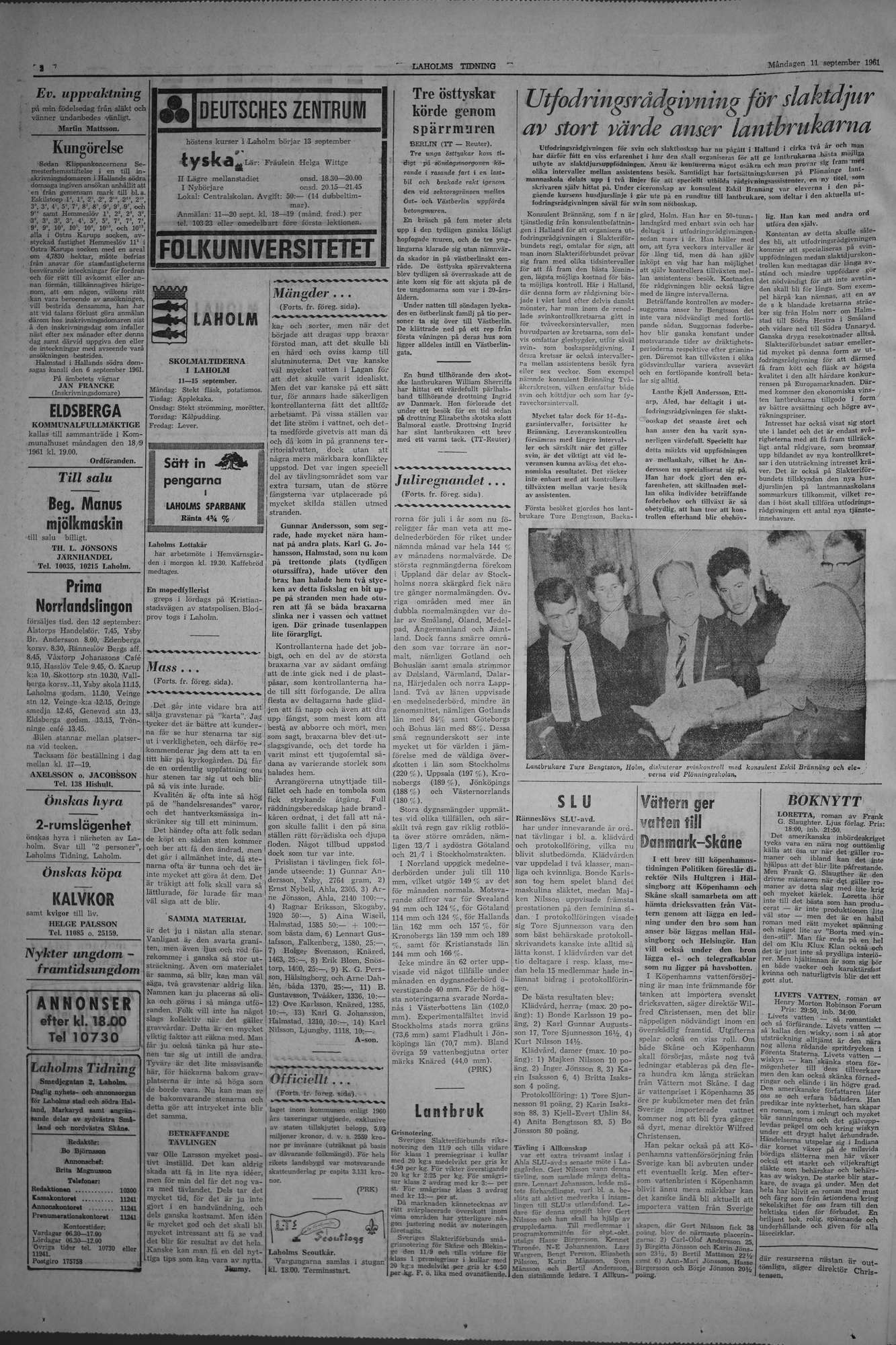 Laholms Tidning Måndag 11 september 1961, sida 2