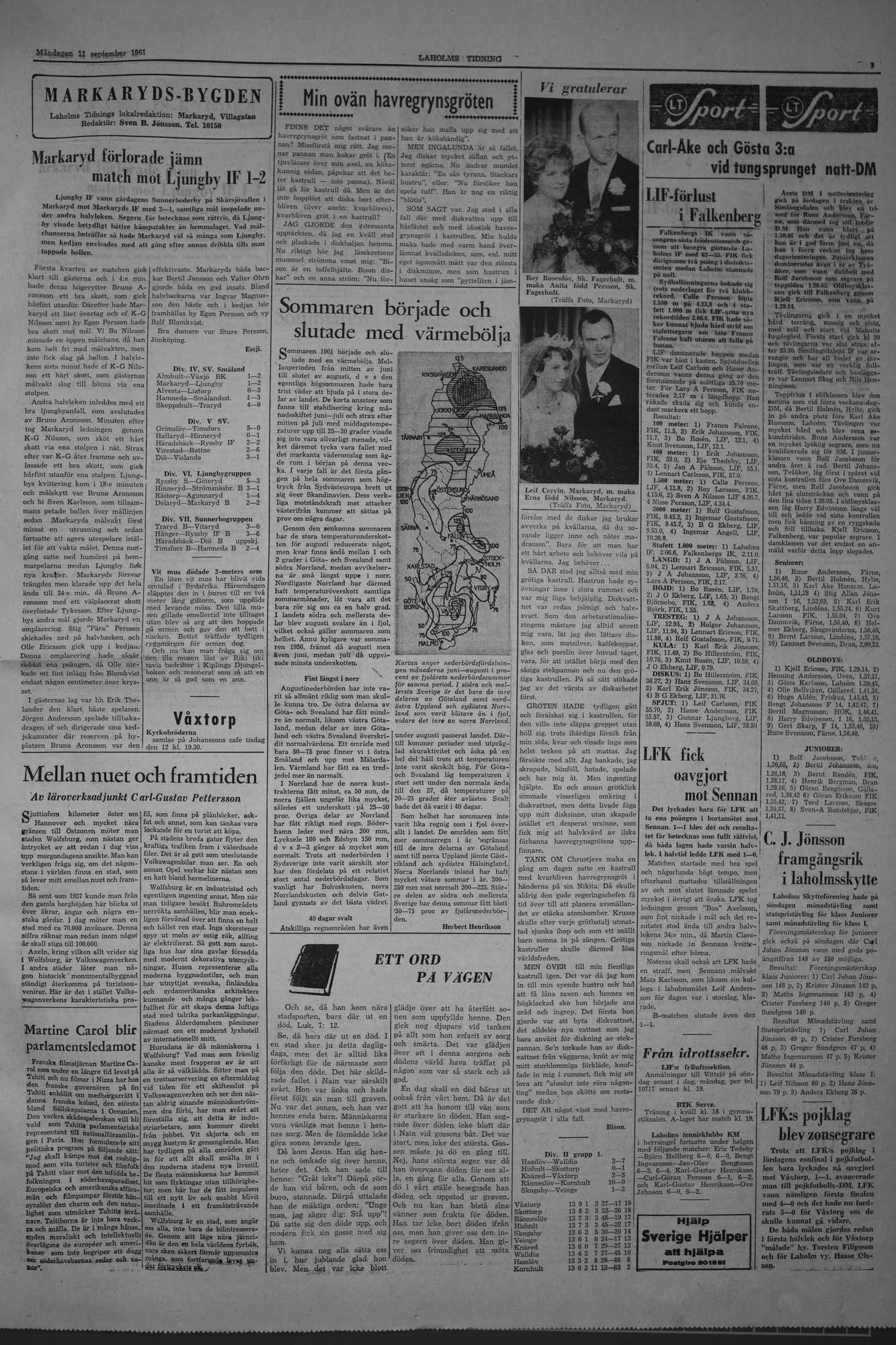 Laholms Tidning Måndag 11 september 1961, sida 3