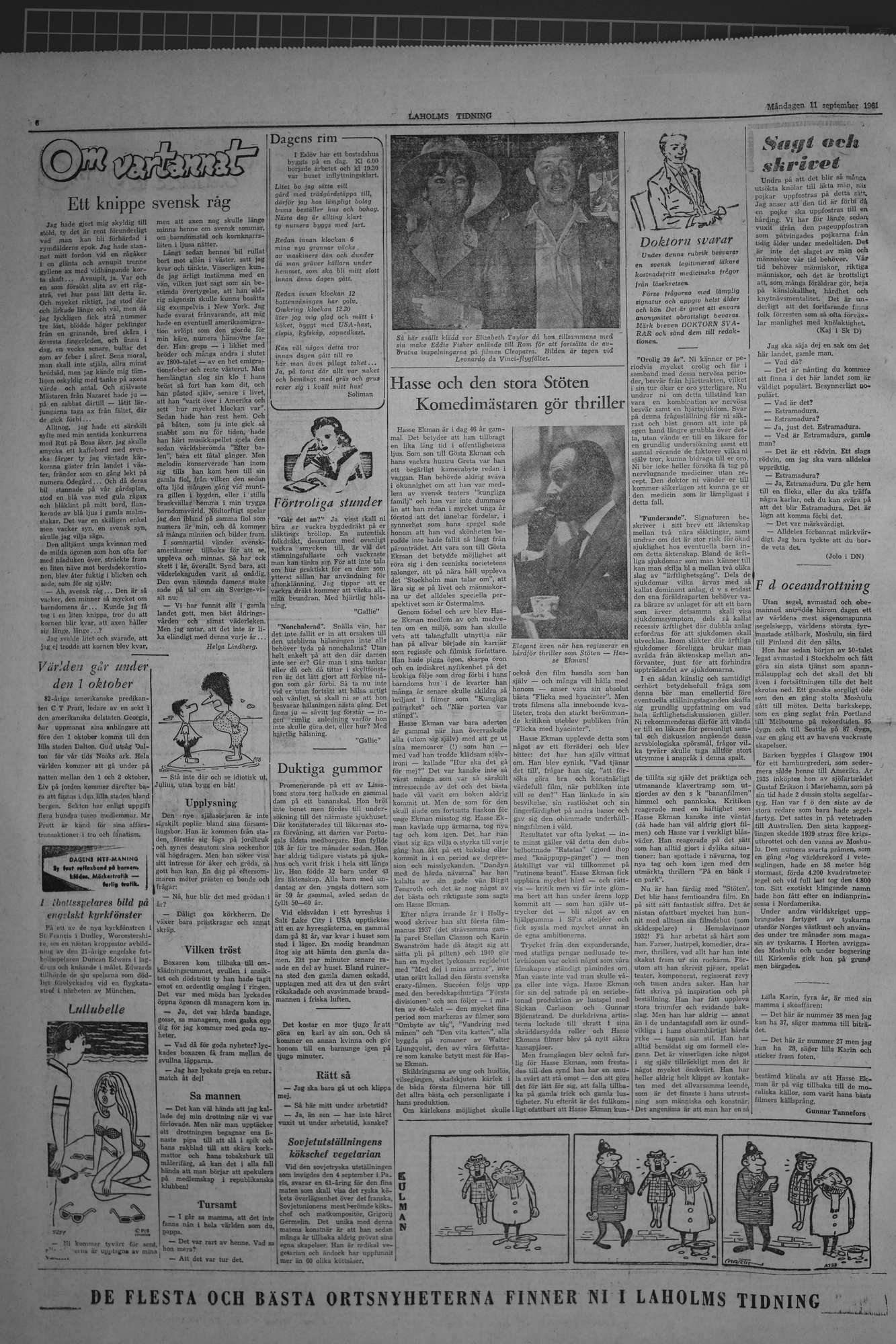 Laholms Tidning Måndag 11 september 1961, sida 6
