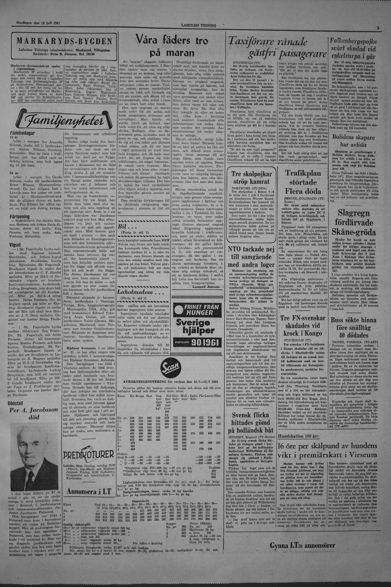 Laholms Tidning Onsdag 12 juli 1961, sida 3
