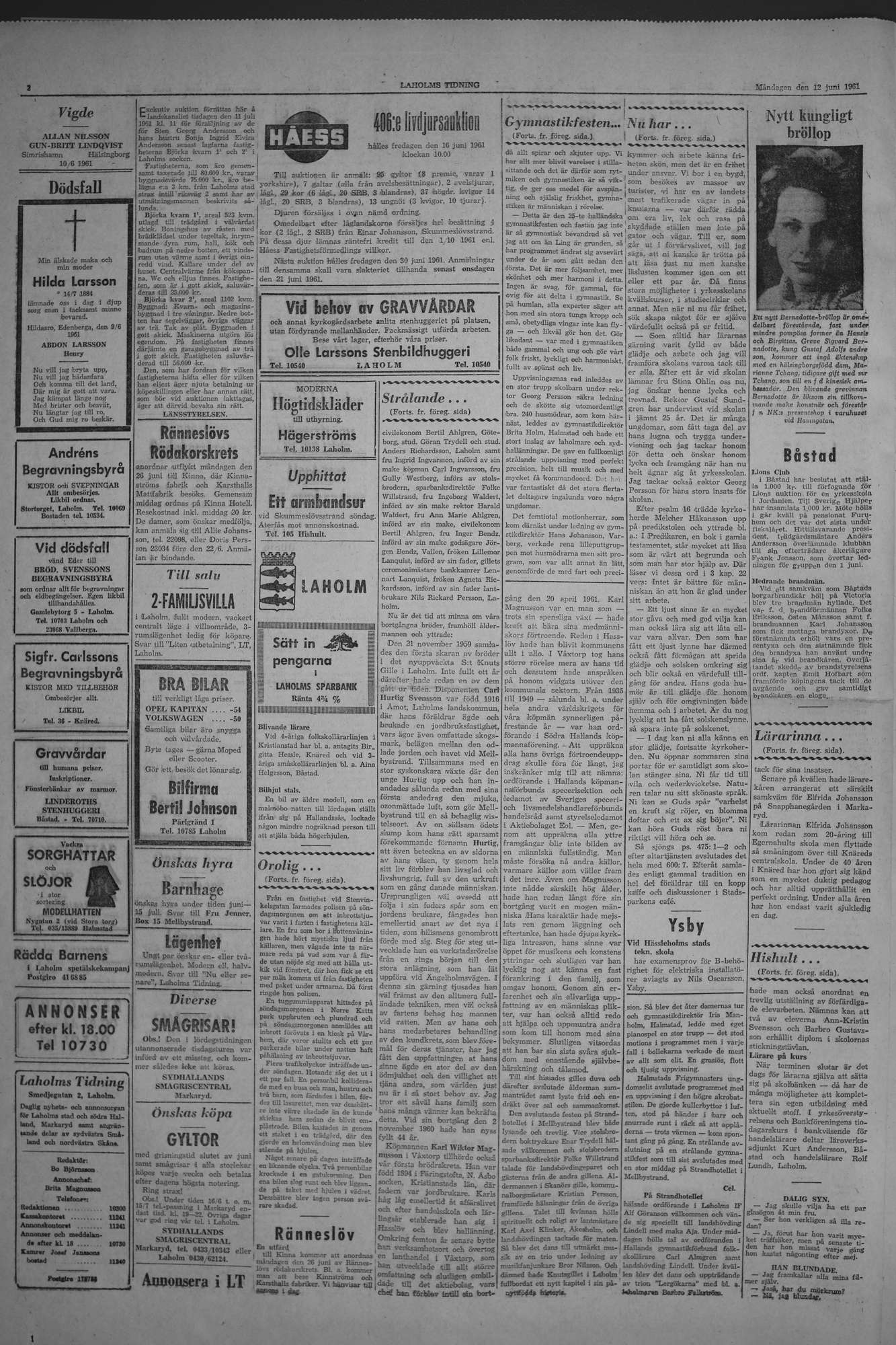 Laholms Tidning Måndag 12 juni 1961, sida 2