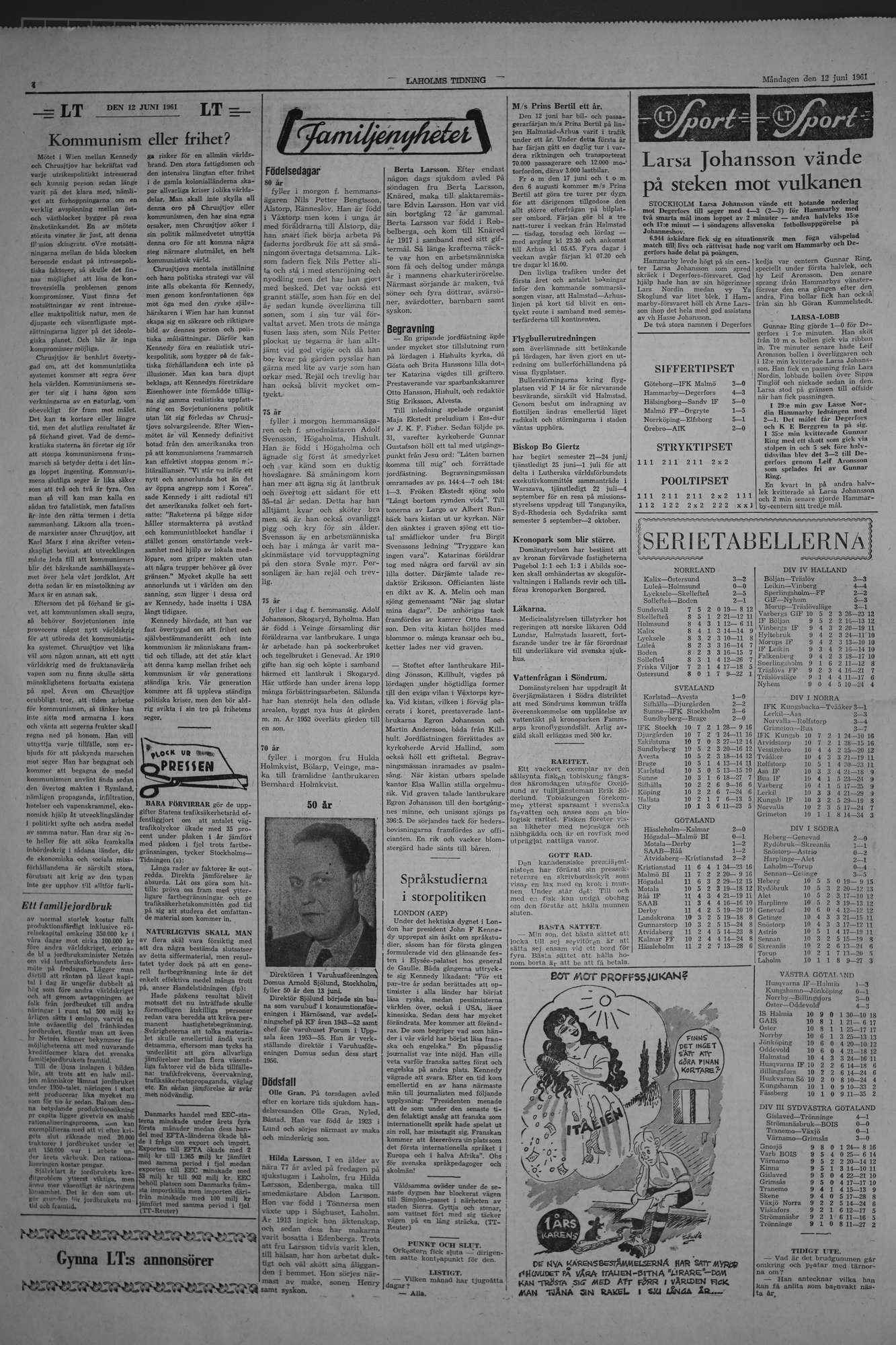 Laholms Tidning Måndag 12 juni 1961, sida 4