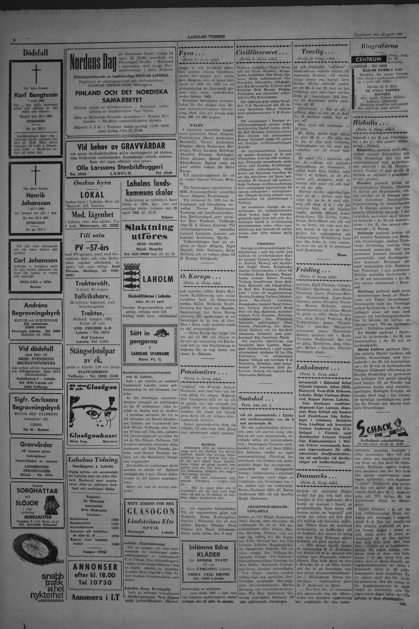 Laholms Tidning Torsdag 13 april 1961, sida 2