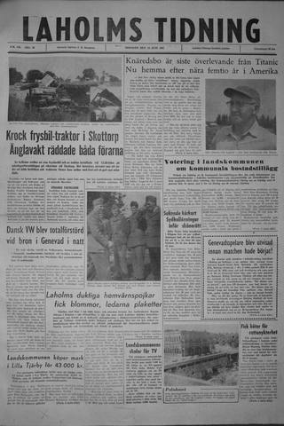 Förstasidan, Tisdag 13 juni 1961