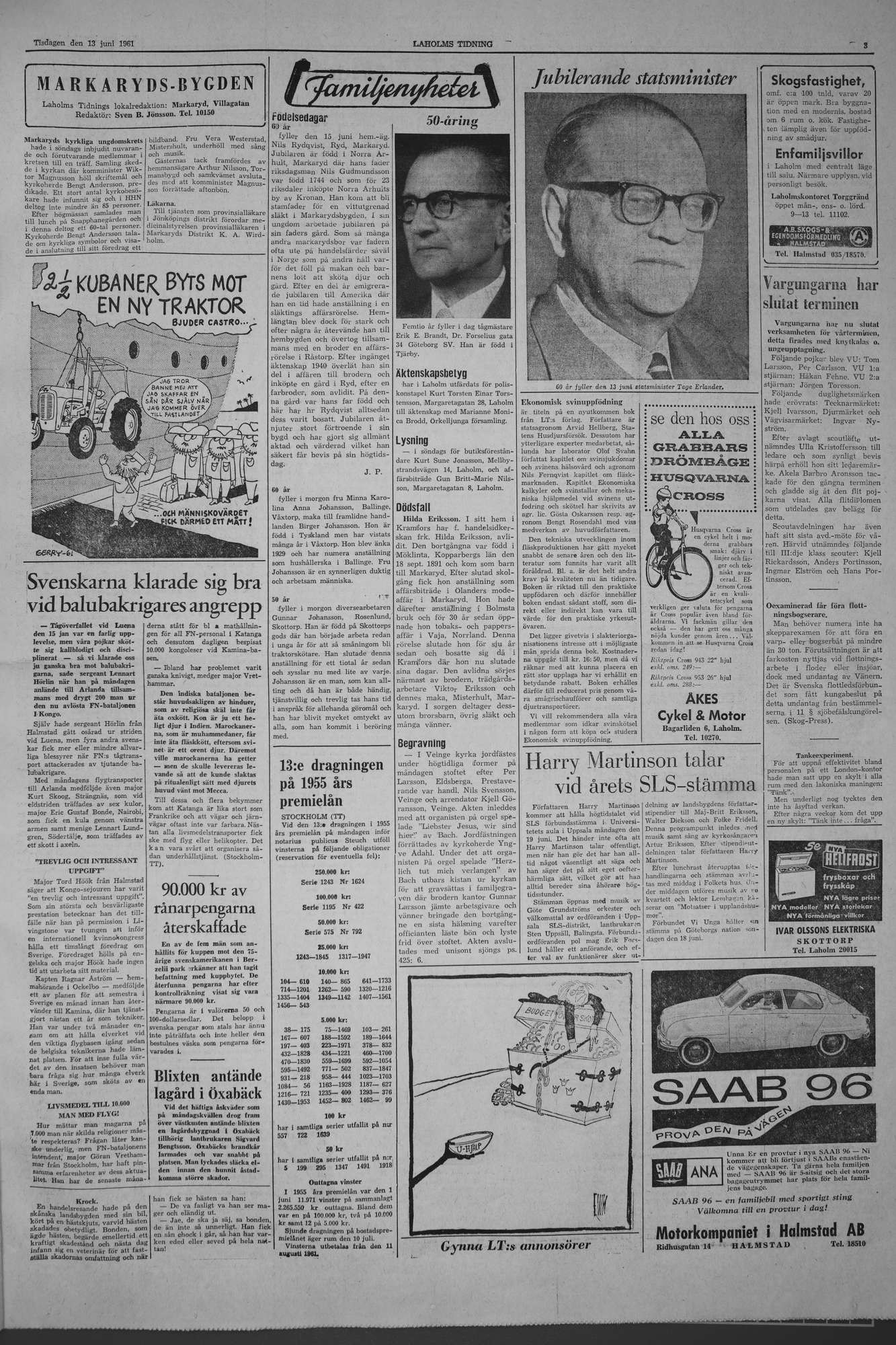 Laholms Tidning Tisdag 13 juni 1961, sida 3