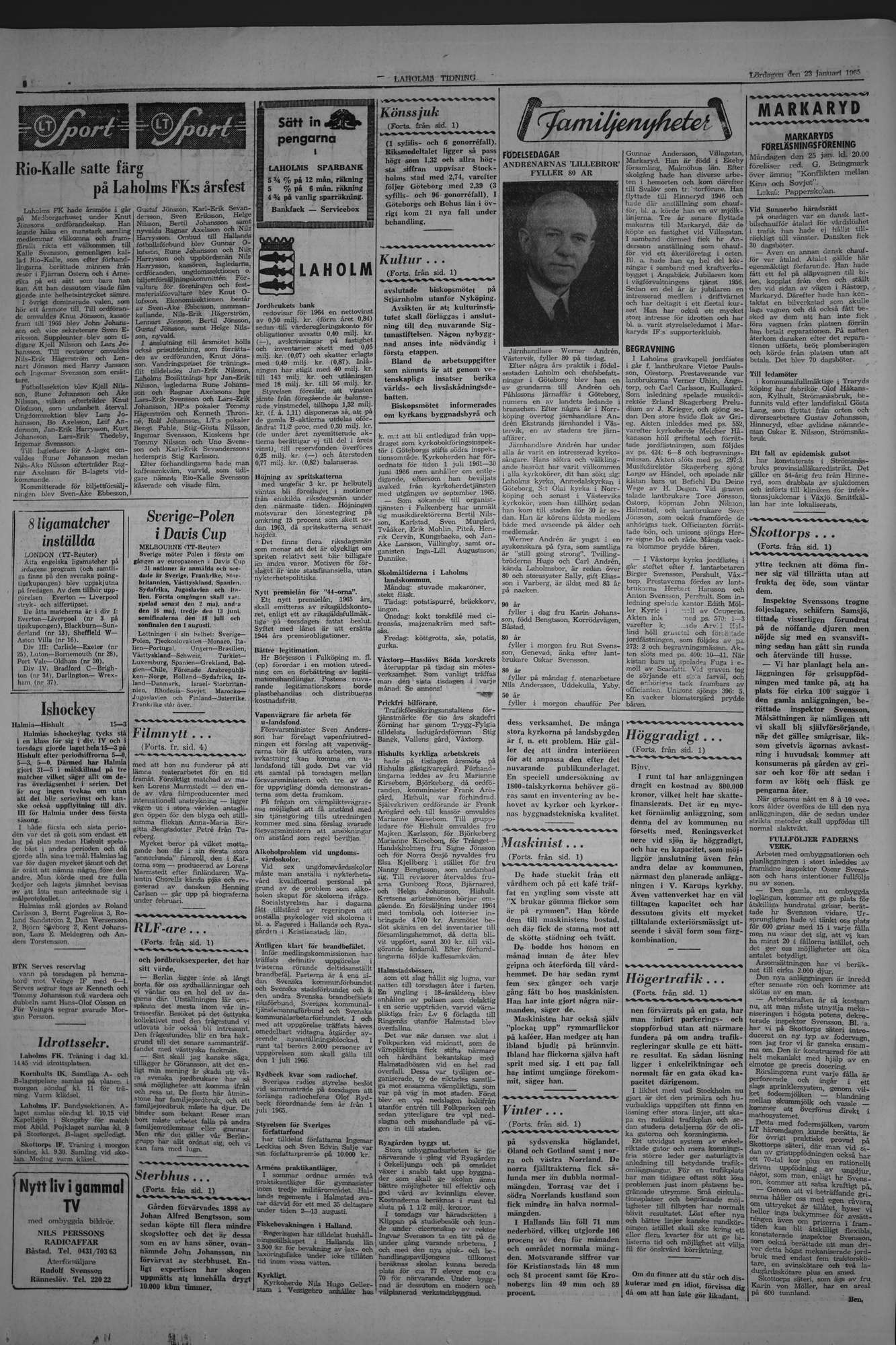 Laholms Tidning Lördag 23 januari 1965, sida 6