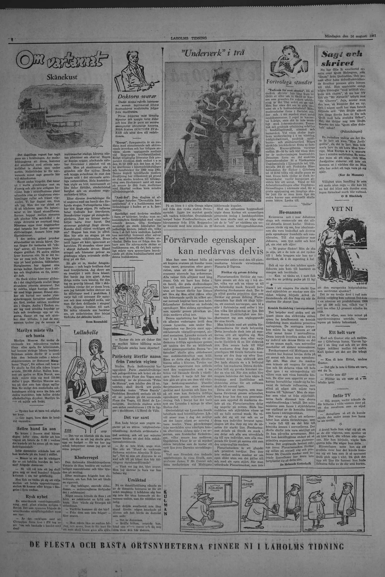 Laholms Tidning Måndag 14 augusti 1961, sida 6