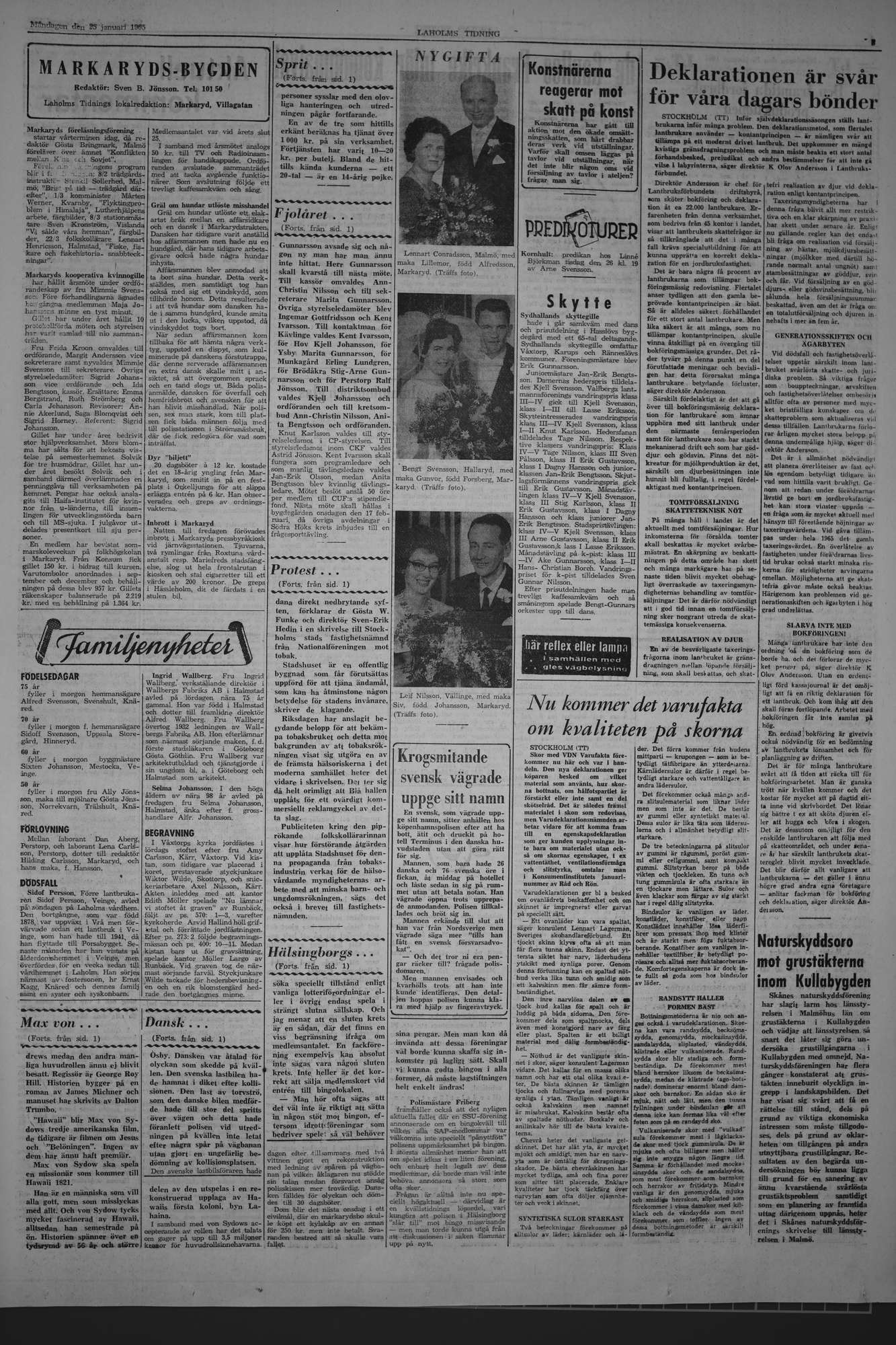 Laholms Tidning Måndag 25 januari 1965, sida 3