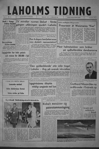 Förstasidan, Tisdag 14 februari 1961
